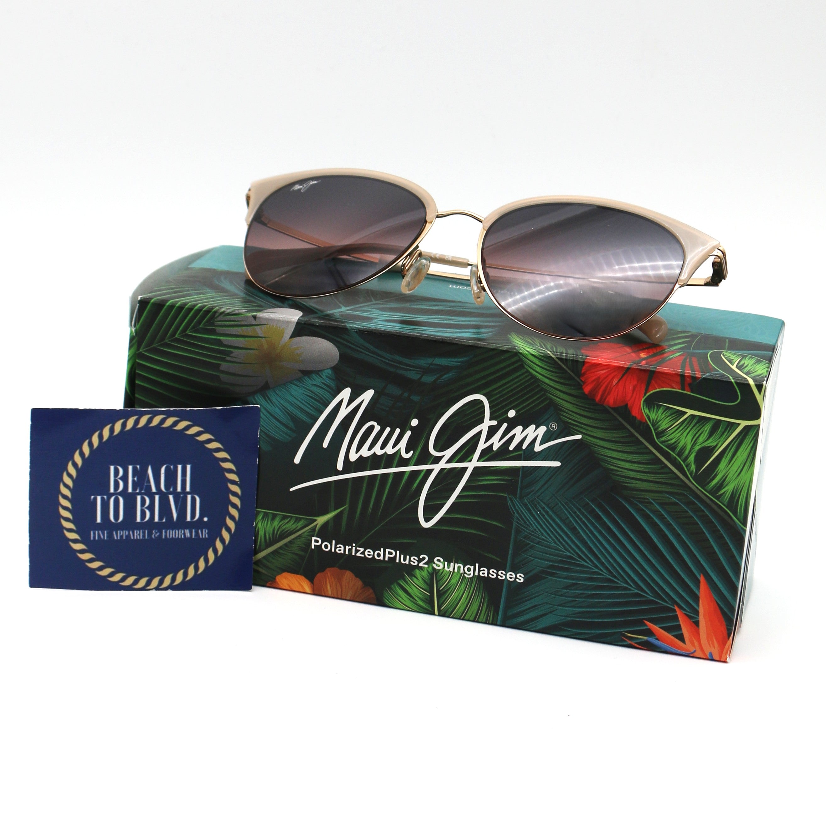 Maui Jim Sunglasses Olili Sunglasses Milky Almond Frame With Rose Lenses - Rs330-05 - BeachToBlvd