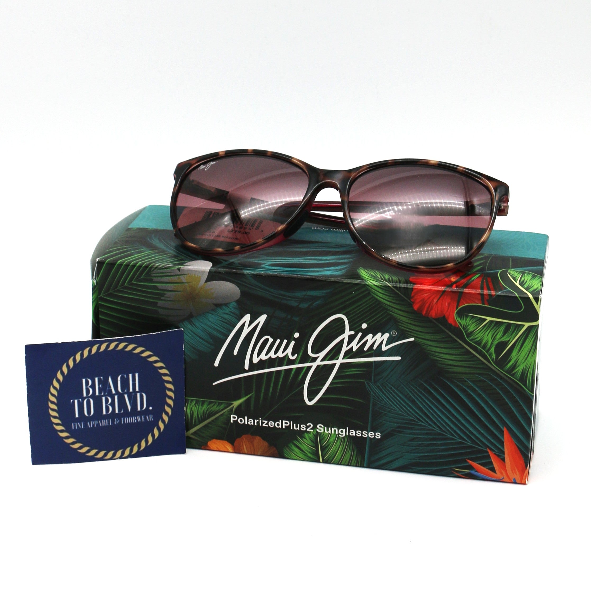 Maui Jim Ocean Polarized Sunglasses Tortoise Pink Frame with Maui Rose Lens - BeachToBlvd