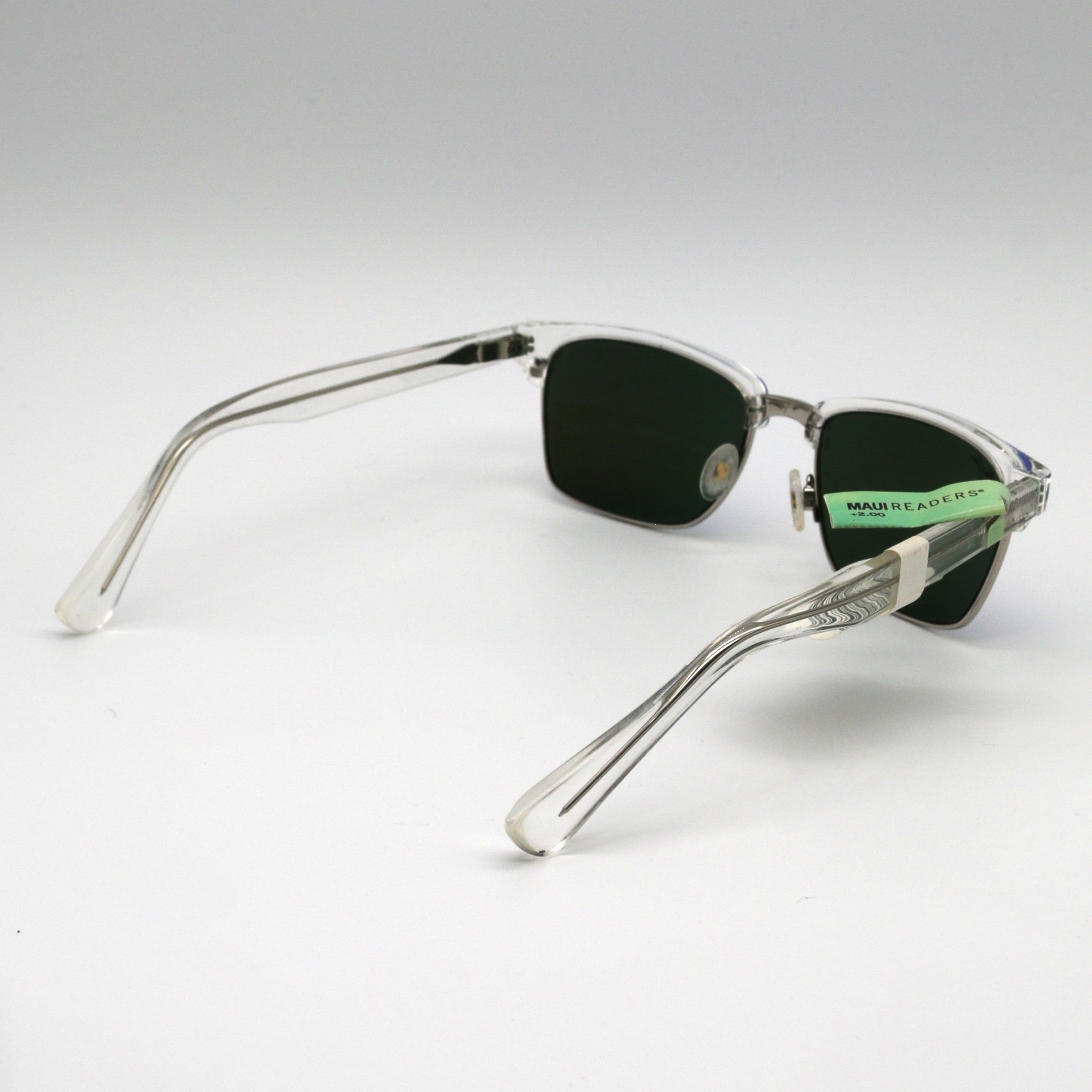 Maui Jim Sunglasses Kawika - Crystal Frame - Blue Reader Lens - 2.0 Magnification - BeachToBlvd