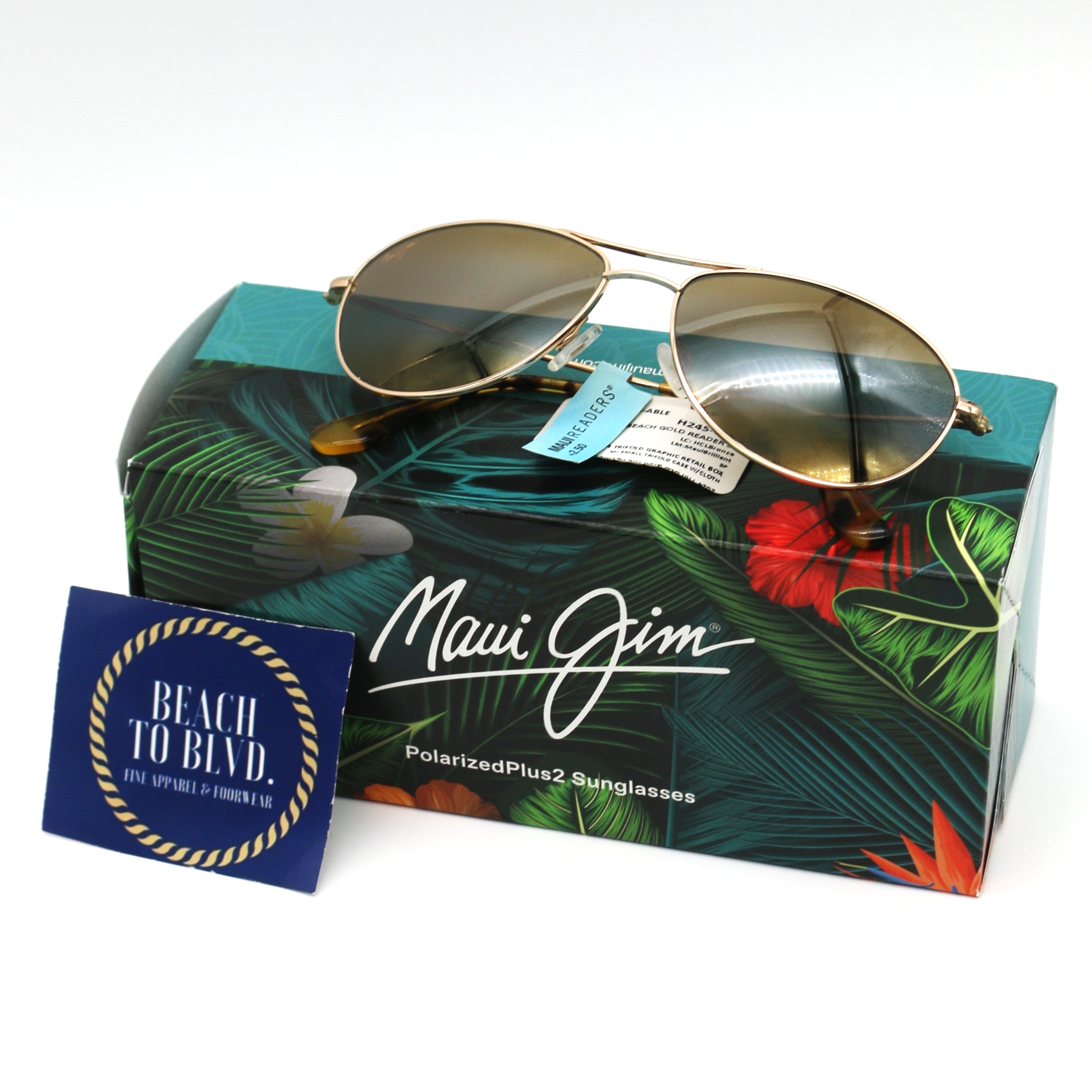 Maui Jim Sunglasses Baby Beach Readers - Gold Frame w\ HCL Bronze Lens - 2.5 Magnification