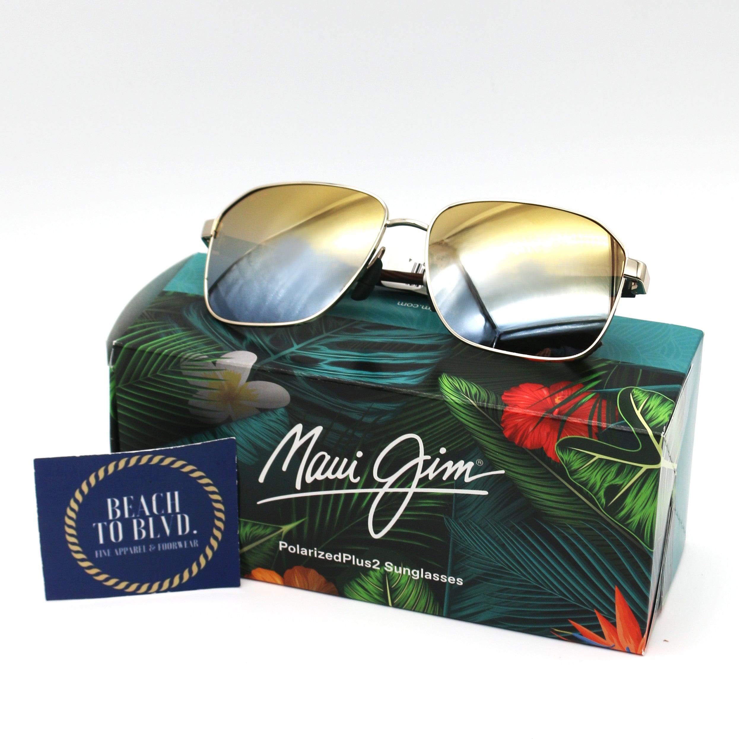Maui Jim 'Onipa'a AF Polarized Sunglasses - Shiny Gold/ Dual Mirror Gold to Silver
