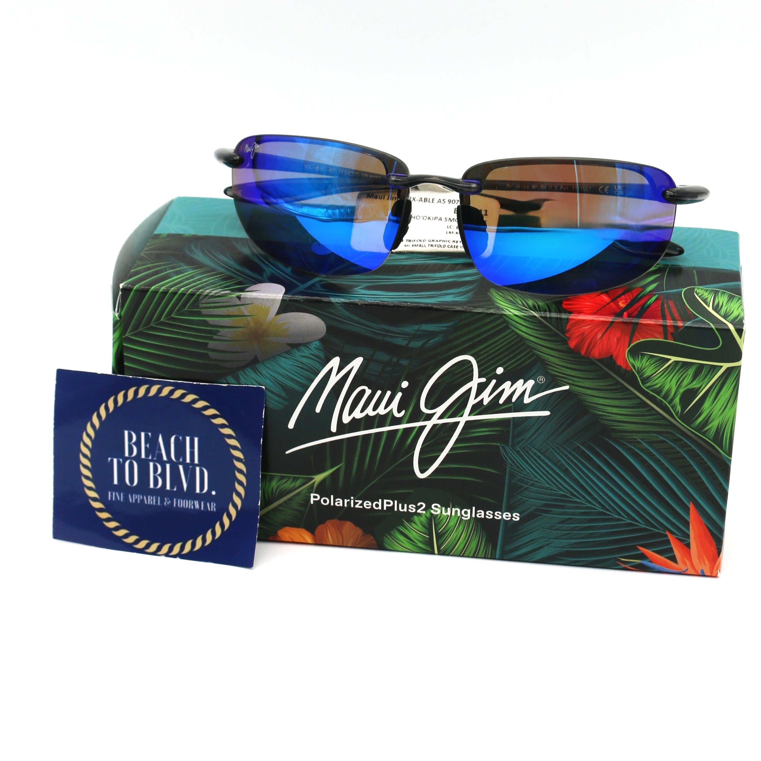 Maui Jim Ho'okipa Polarized Sunglasses -Smoke Grey/Blue Hawaii