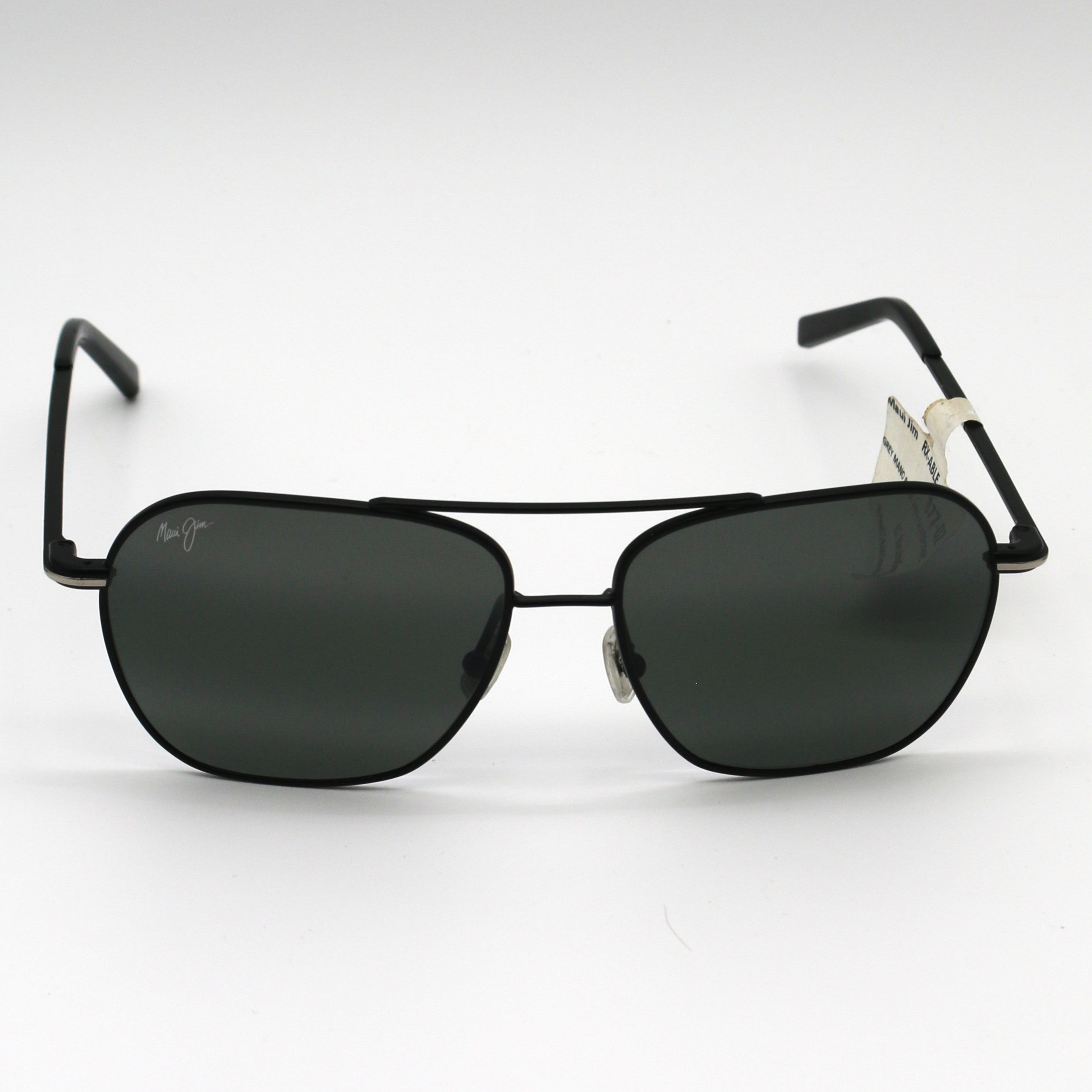 Maui Jim Mano Polarized Sunglasses - Black with Silver Stripe/Neutral Grey
