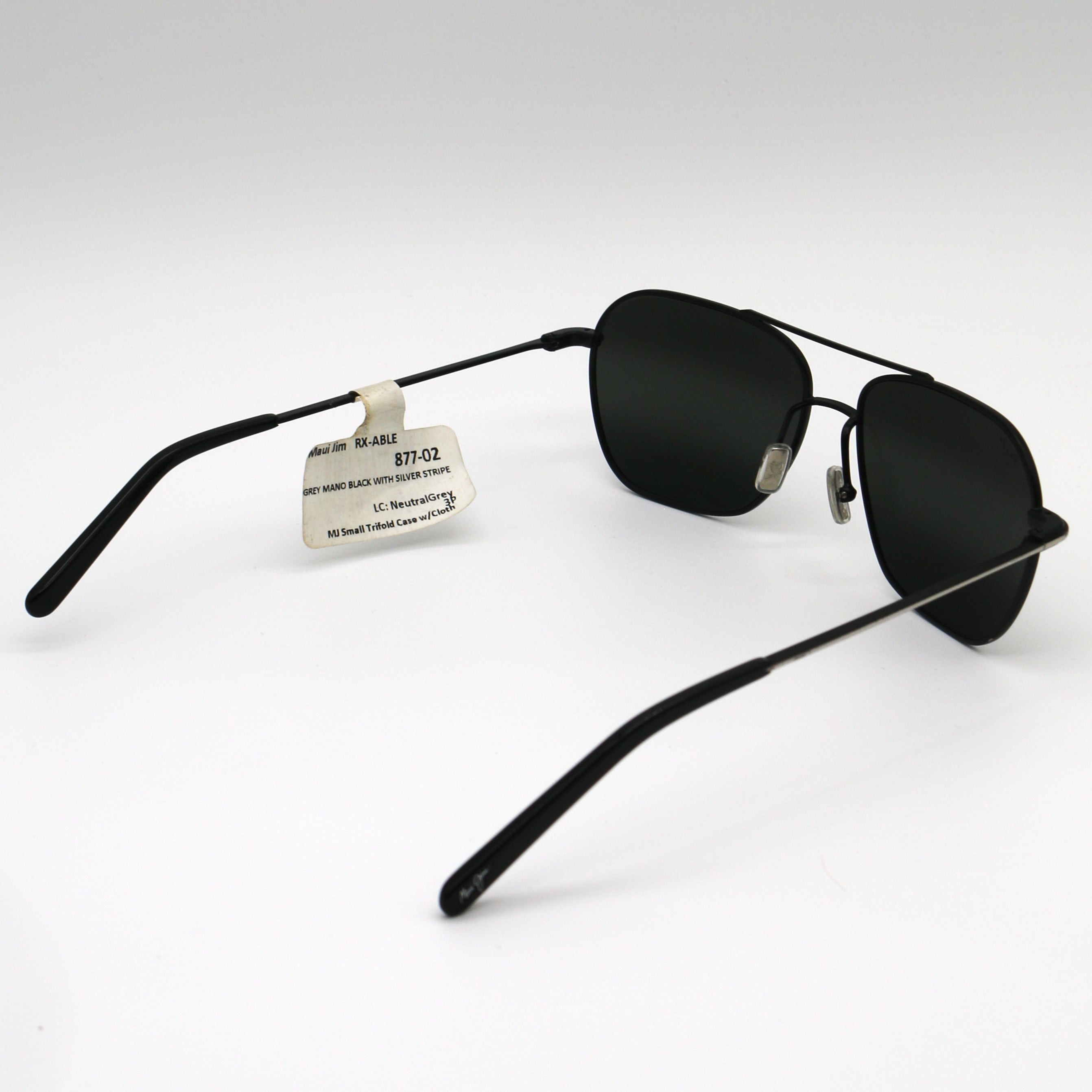 Maui Jim Mano Polarized Sunglasses - Black with Silver Stripe/Neutral Grey
