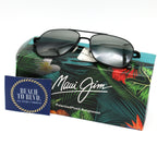 Maui Jim Mano Polarized Sunglasses - Black with Silver Stripe/Neutral Grey