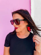 Quay Soundcheck Sunglasses-Black/Apricot Polarized