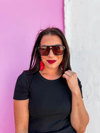 Quay Soundcheck Sunglasses-Black/Apricot Polarized