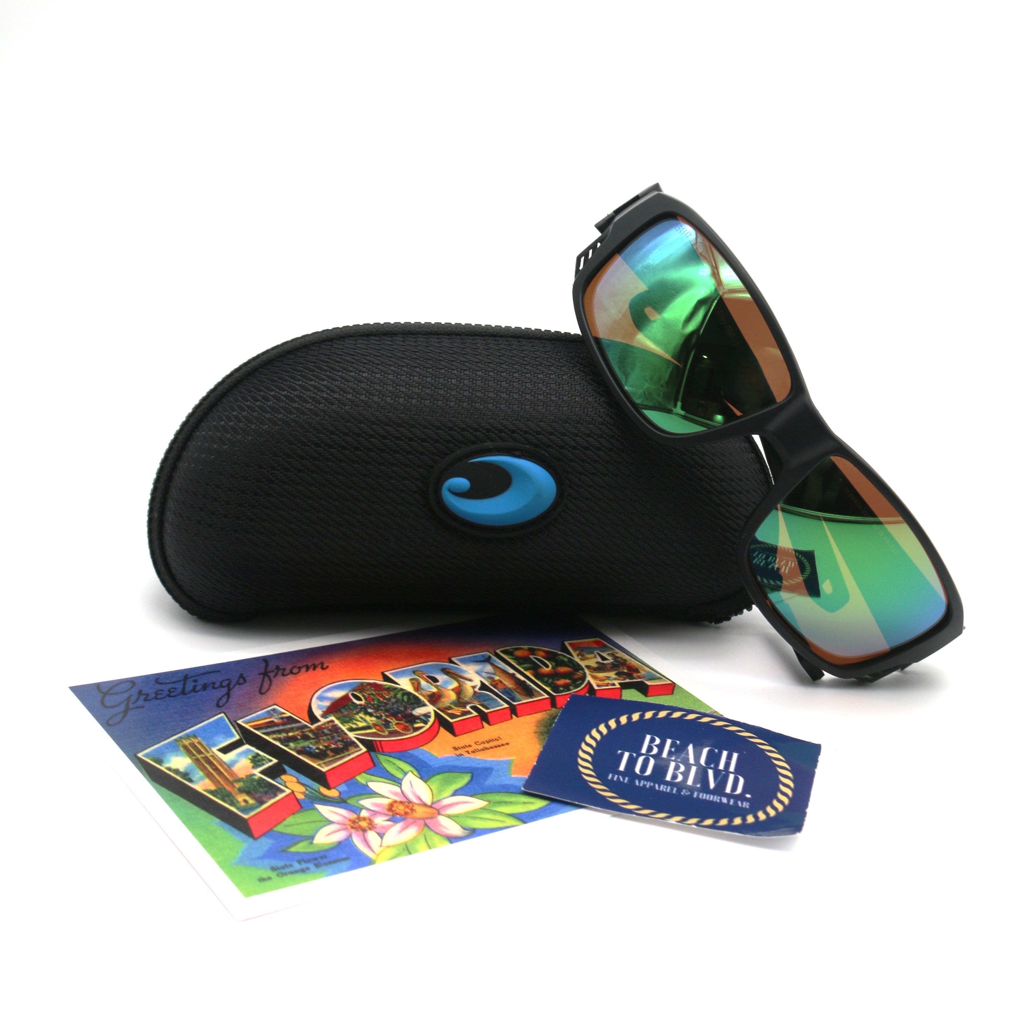 Costa Sunglasses Tuna Alley Pro - Black Frame W/ Green Mirror Lens