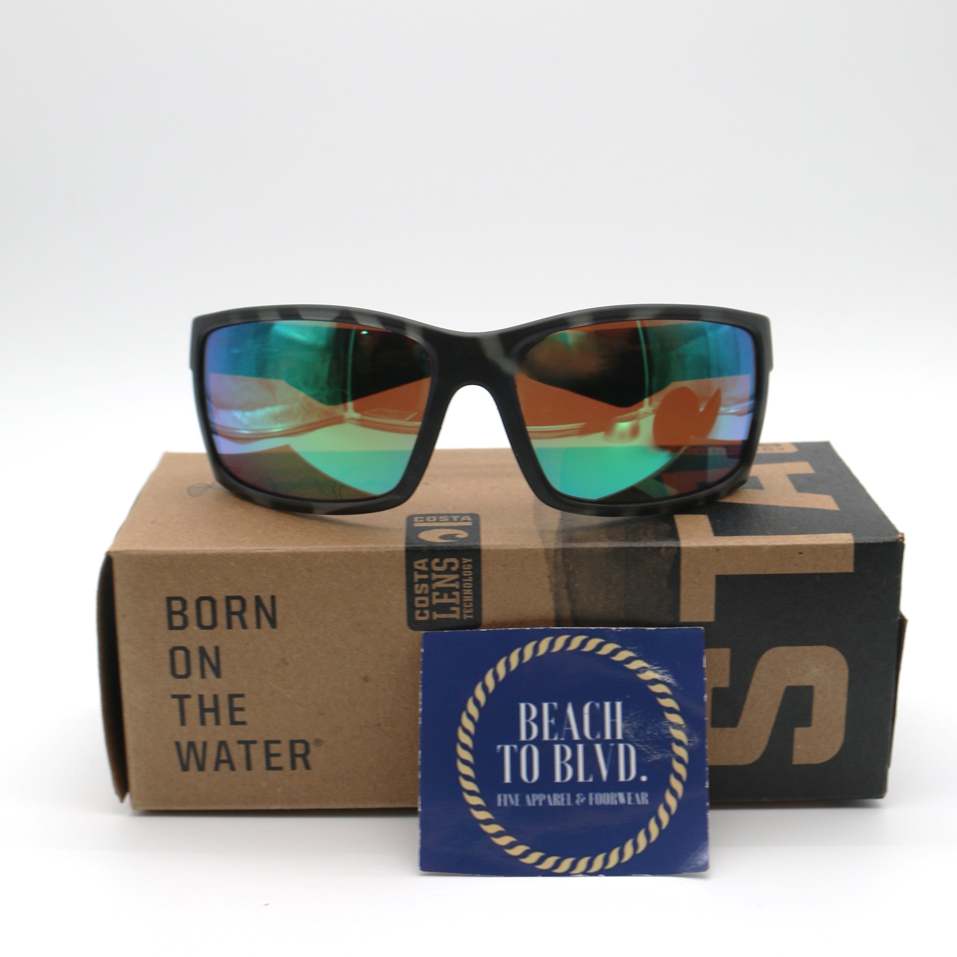 Costa Reefton Polarized Sunglasses - Tiger Shark Frame with Green 580G Glass Lens