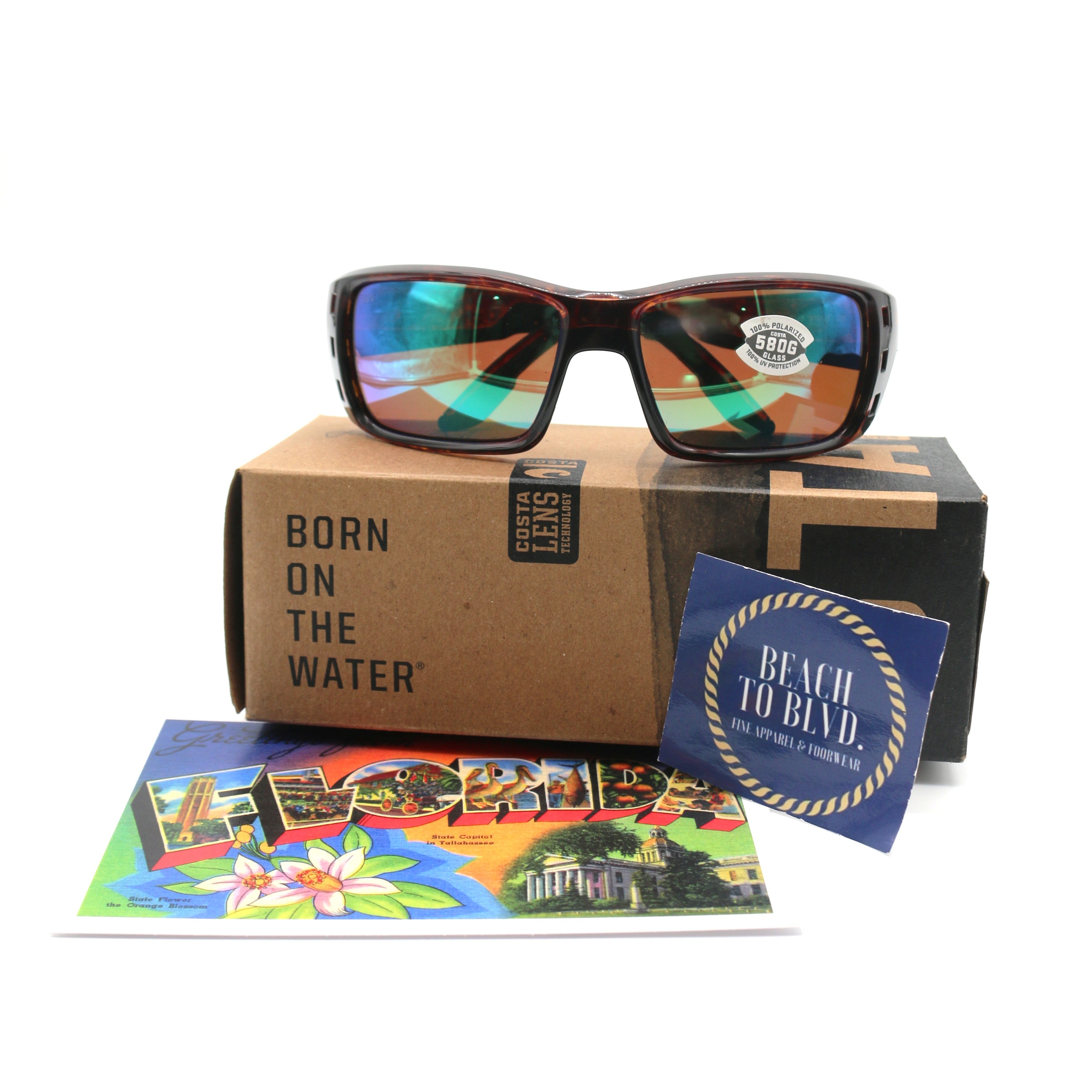 Costa Sunglasses Permit - Tortoise Frame w\ Green Mirror Polarized Glass Lens