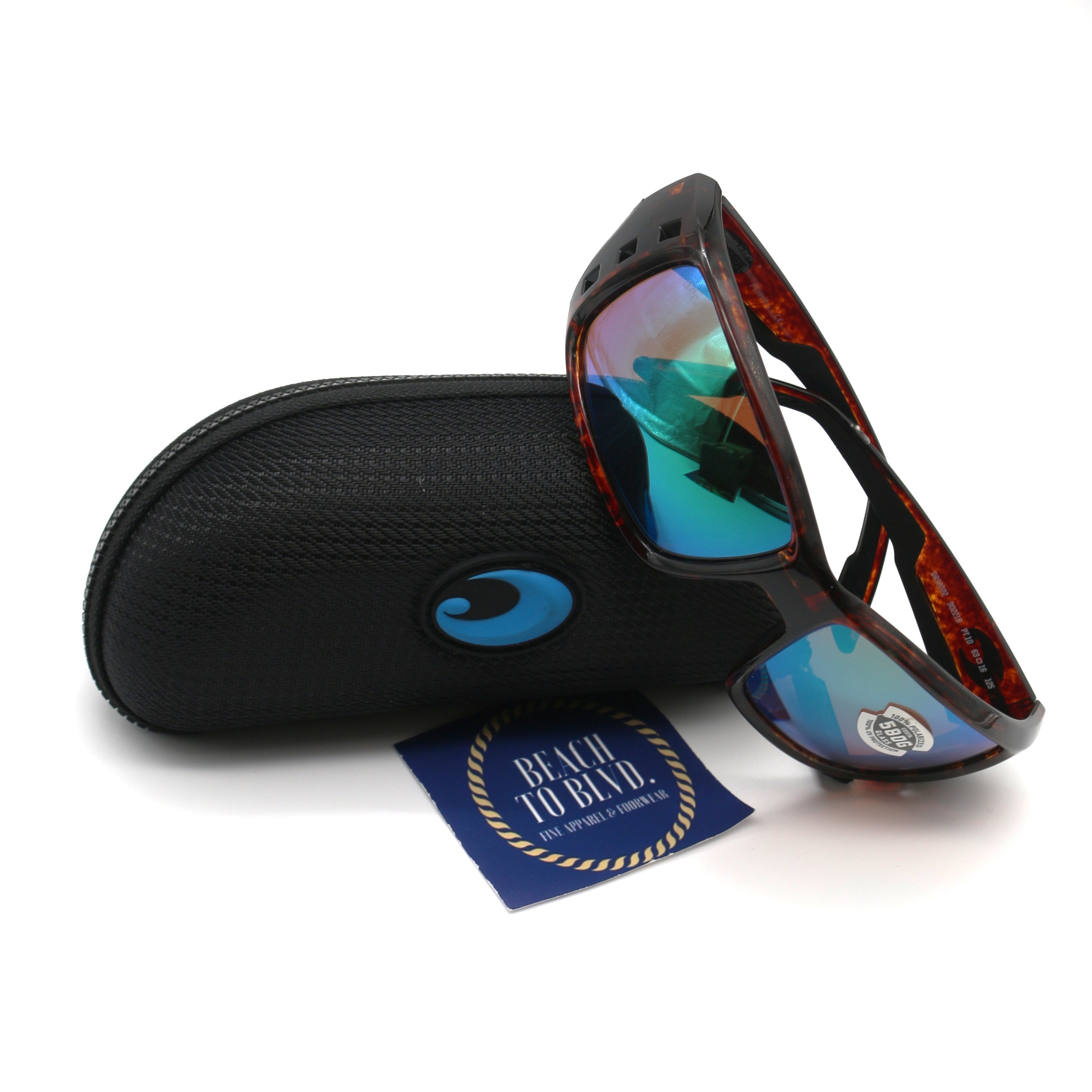 Costa Sunglasses Permit - Tortoise Frame w\ Green Mirror Polarized Glass Lens