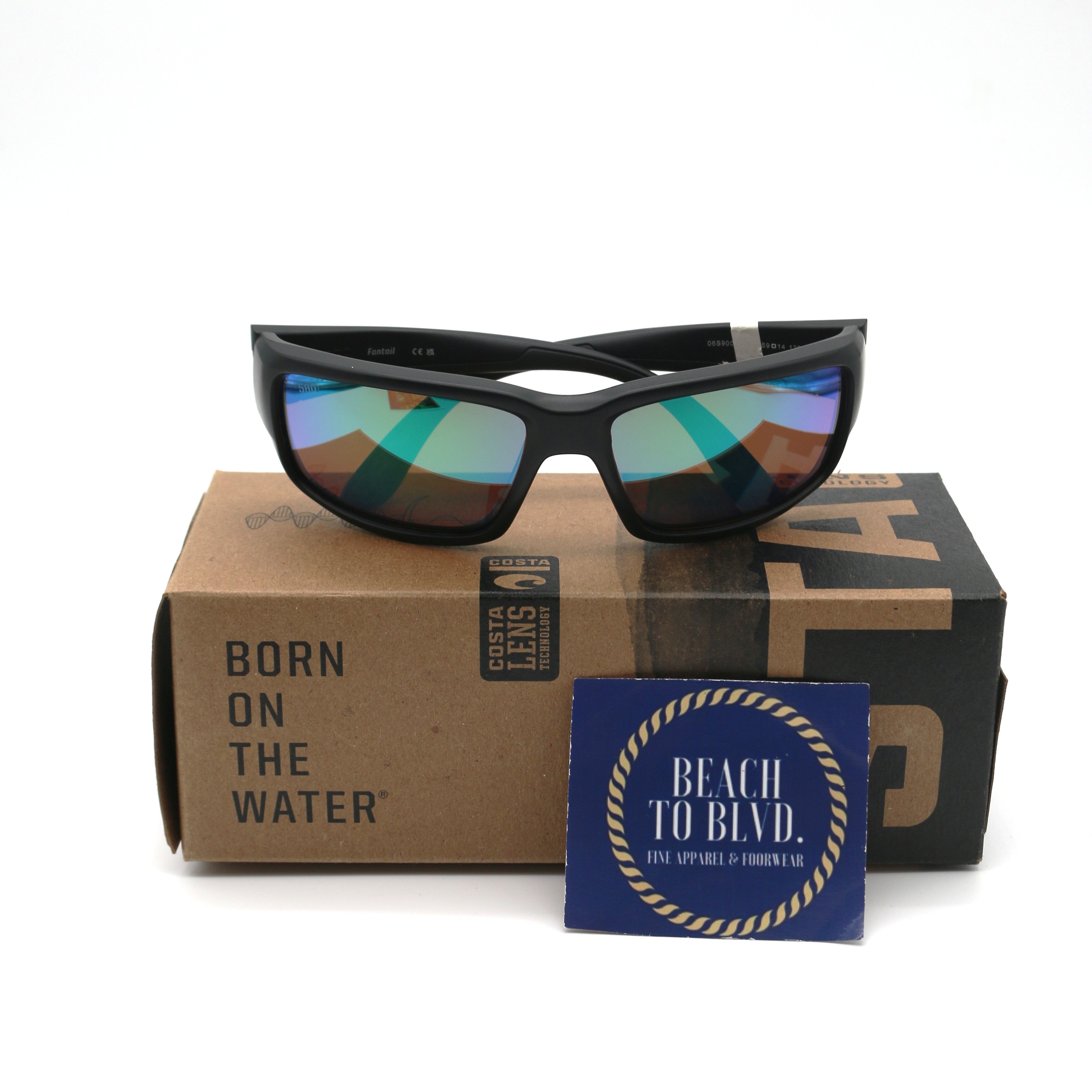 Costa Sunglasses Fantail Polarized - Blackout Frame W/Green Mirror Glass Lens