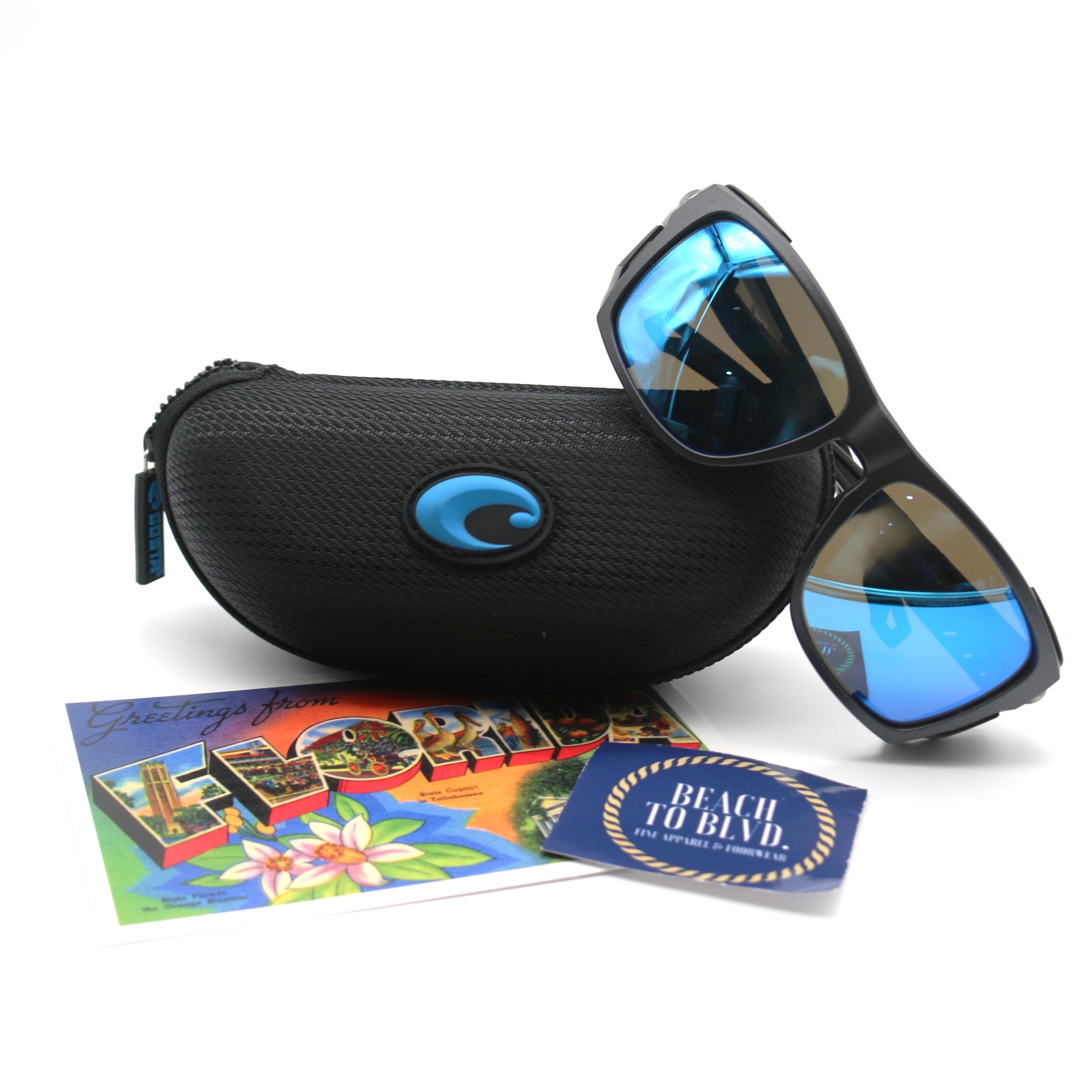 Costa Sunglasses - King Tide Polarized - Black Pearl Frame w/ Blue Mirror Glass Lens
