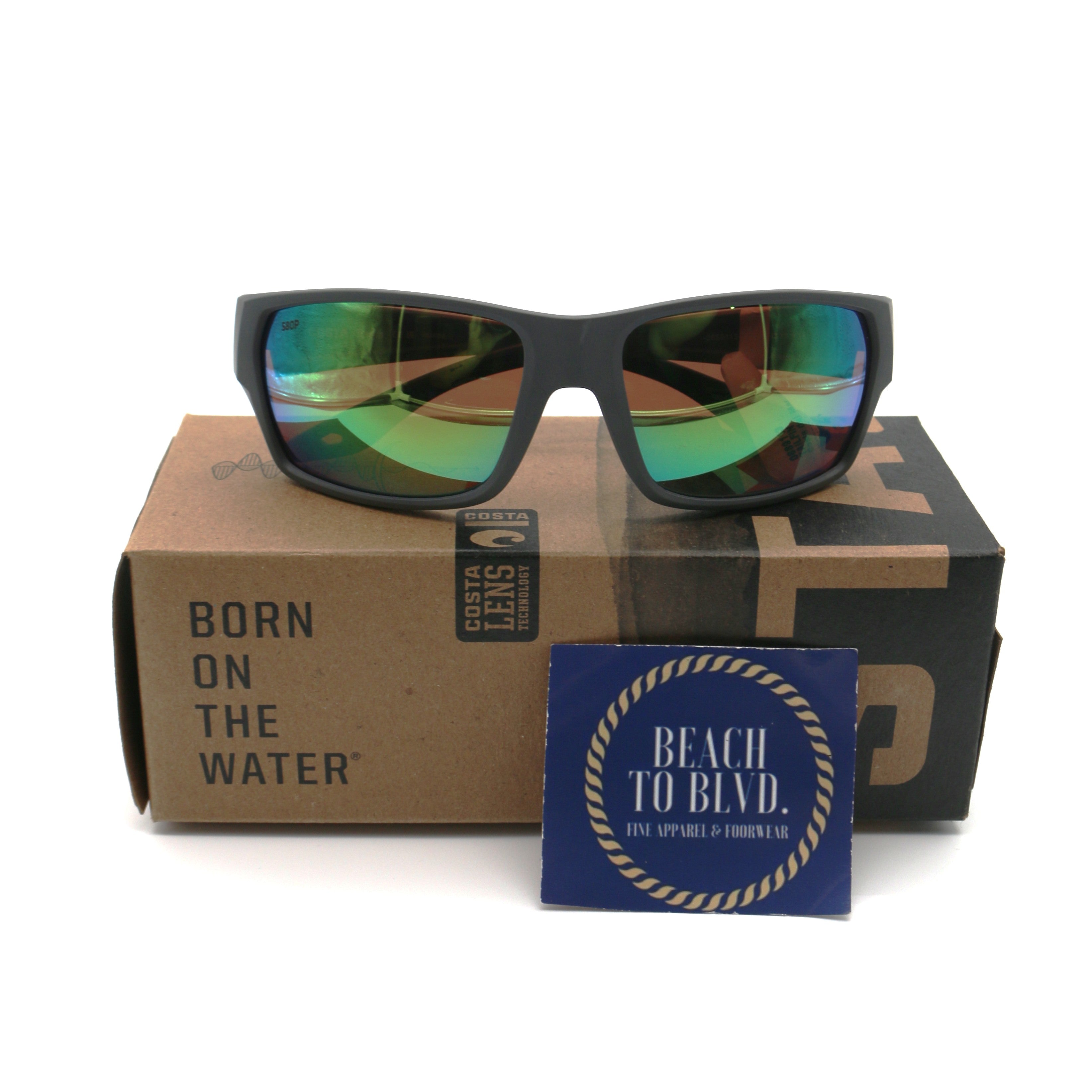 Costa Tailfin Polarized Sunglasses - Matte Gray Frame / Green Lens - 06S9113