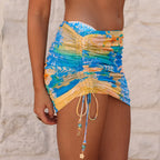 Kulani Kinis Isla Drawstring Mini Skirt - Limoncello Lagoon