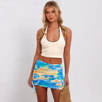 Kulani Kinis Isla Drawstring Mini Skirt - Limoncello Lagoon