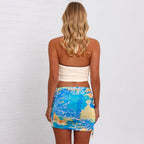Kulani Kinis Isla Drawstring Mini Skirt - Limoncello Lagoon