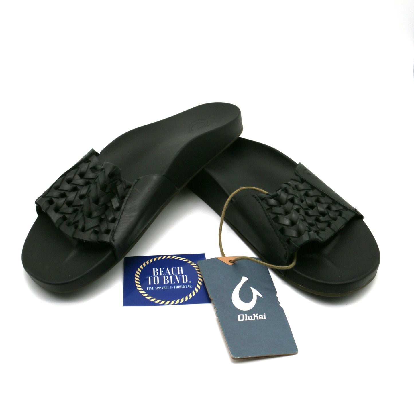 Olukai Kamola Women's Woven Slide Sandals - Black or Tan