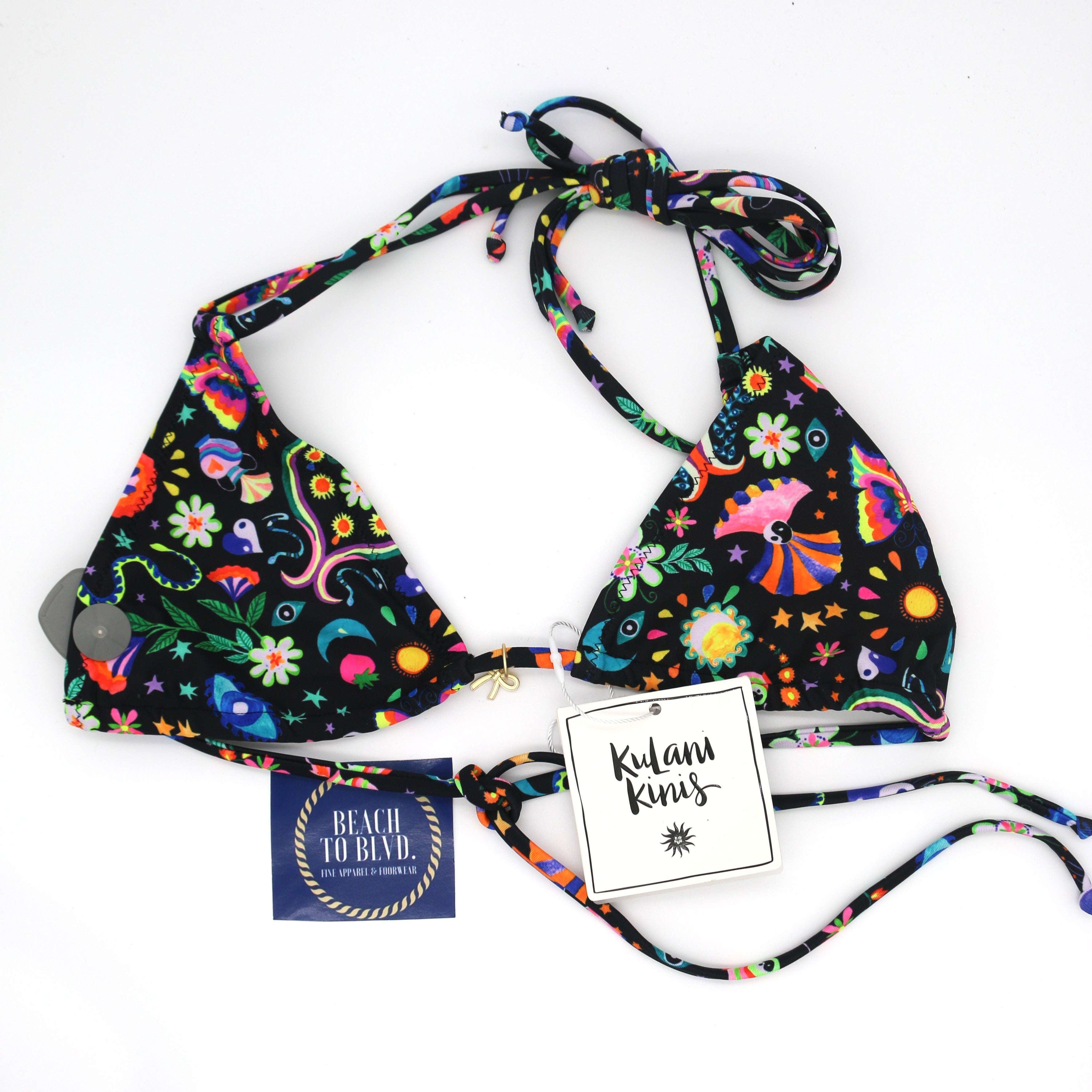 Kulani Kinis Halter Bralette Bikini Top - Midnight Drive - BeachToBlvd