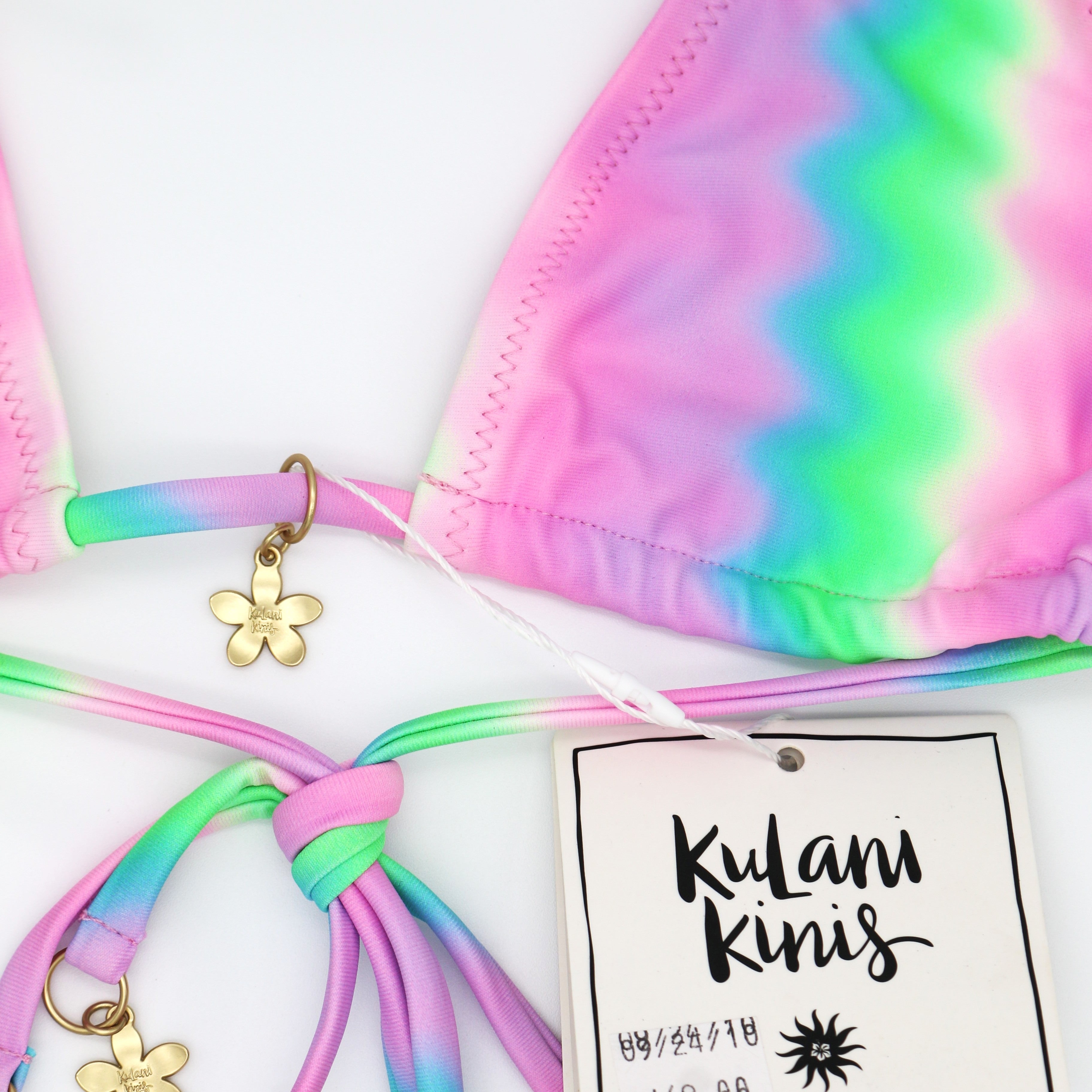 Kulani Kinis Classic Tie Halter Bikini Top- Candy Clouds - BeachToBlvd