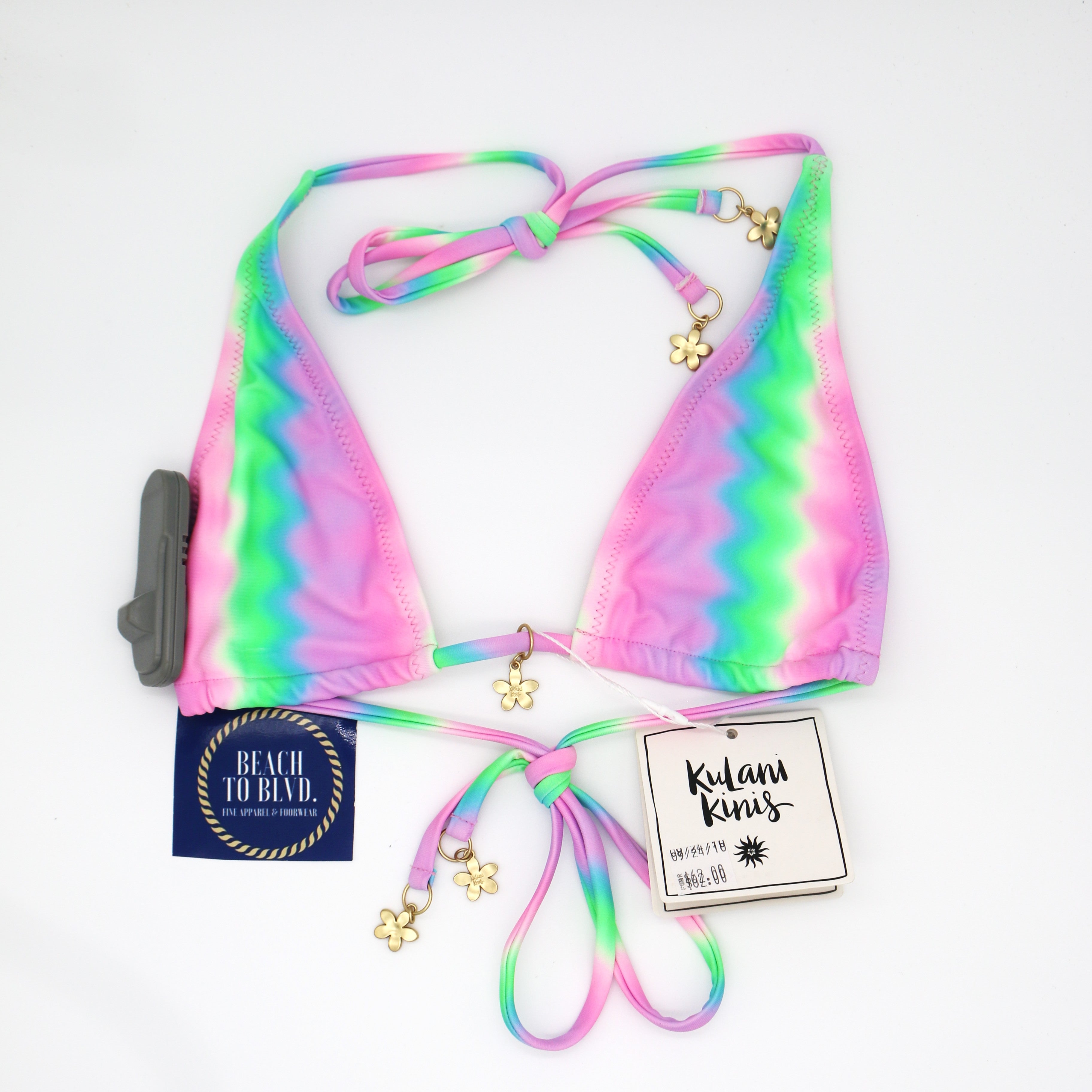 Kulani Kinis Classic Tie Halter Bikini Top- Candy Clouds - BeachToBlvd