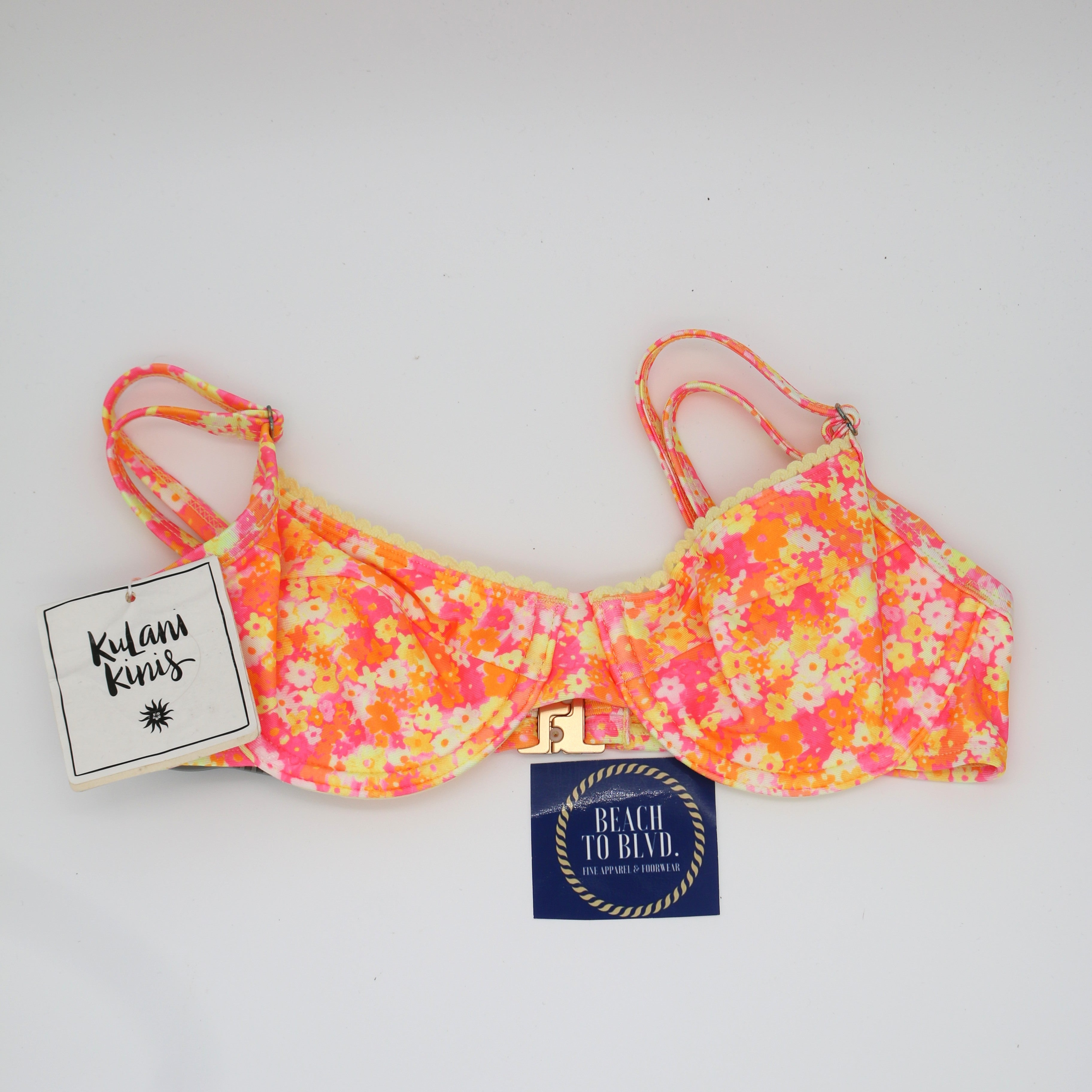 Kulani Kinis Ditzy Underwire Bra Bikini Top- Mimosa Meadows - BeachToBlvd
