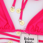 Kulani Kinis Halter Bralette Bikini Top - Posh Pink - BeachToBlvd