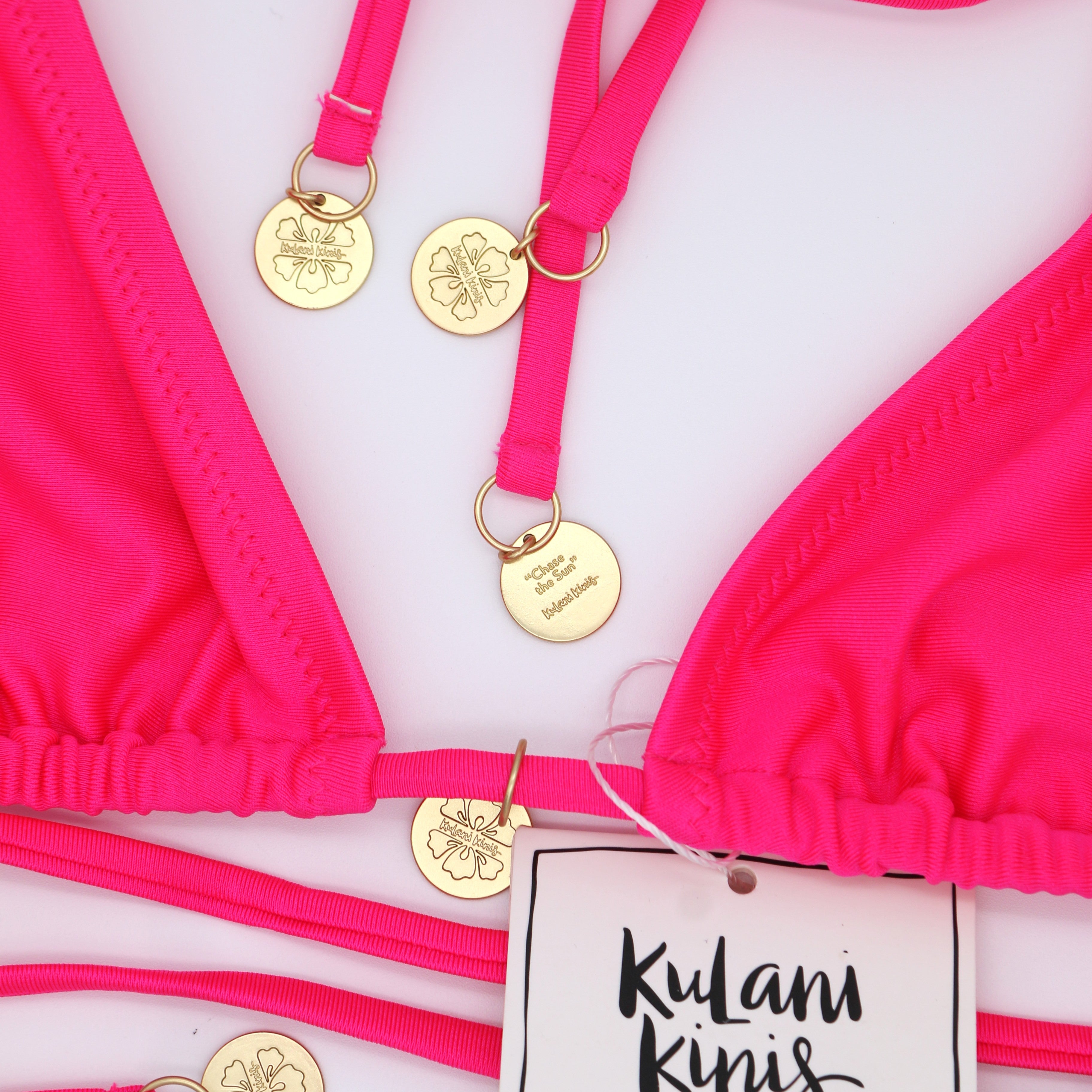 Kulani Kinis Halter Bralette Bikini Top - Posh Pink - BeachToBlvd