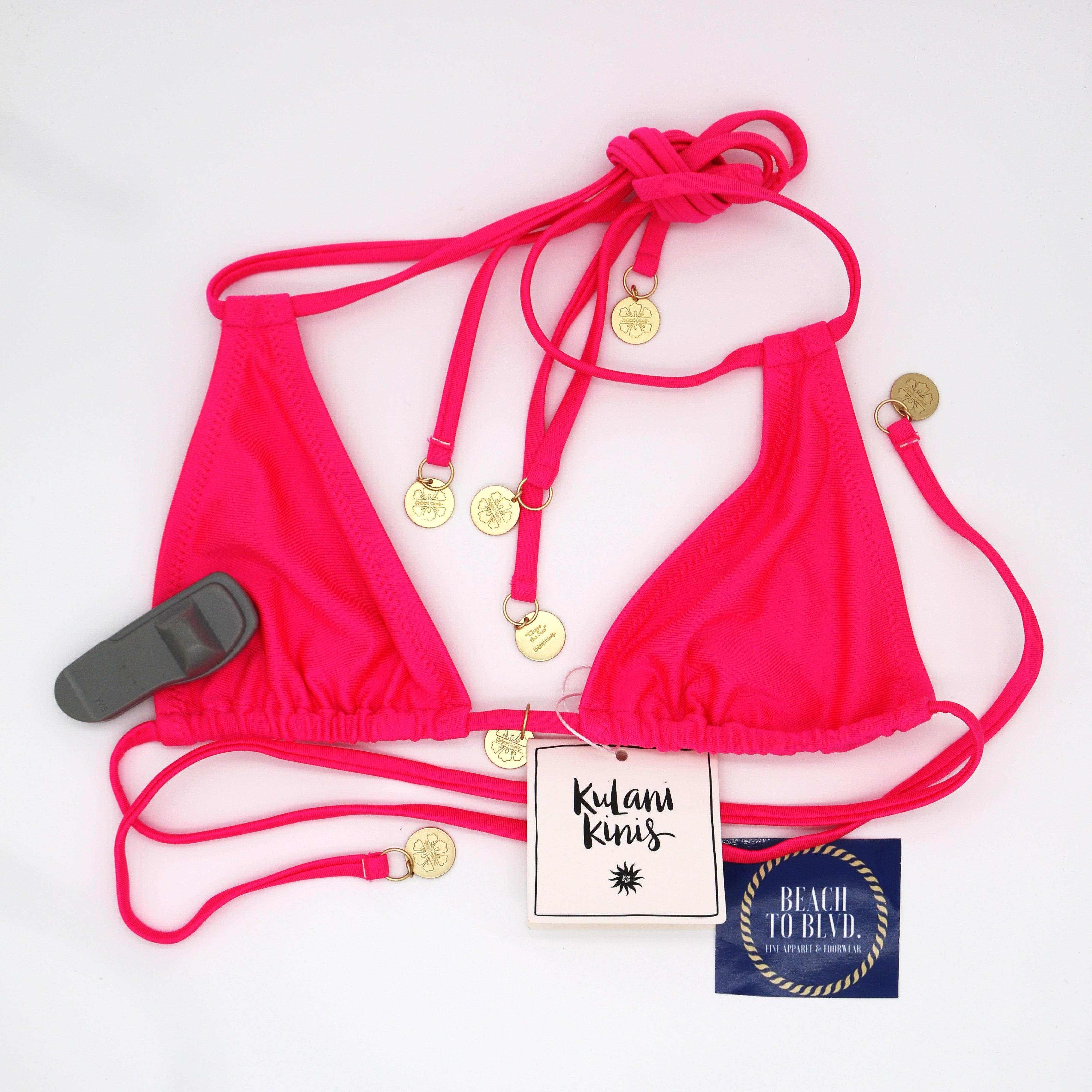 Kulani Kinis Halter Bralette Bikini Top - Posh Pink - BeachToBlvd
