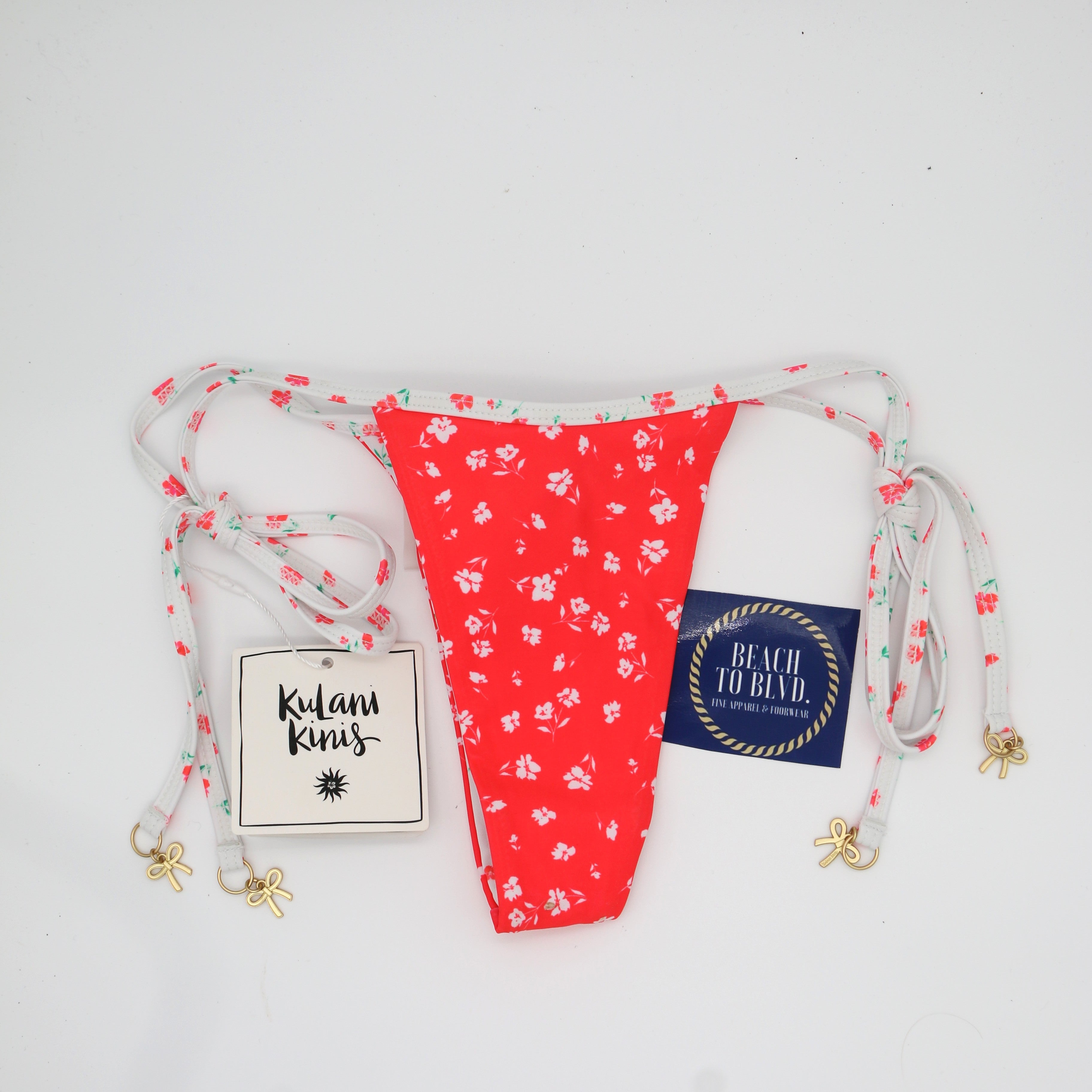 Micro Thong Tie Side Bikini Bottom - Cherry Cove - BeachToBlvd