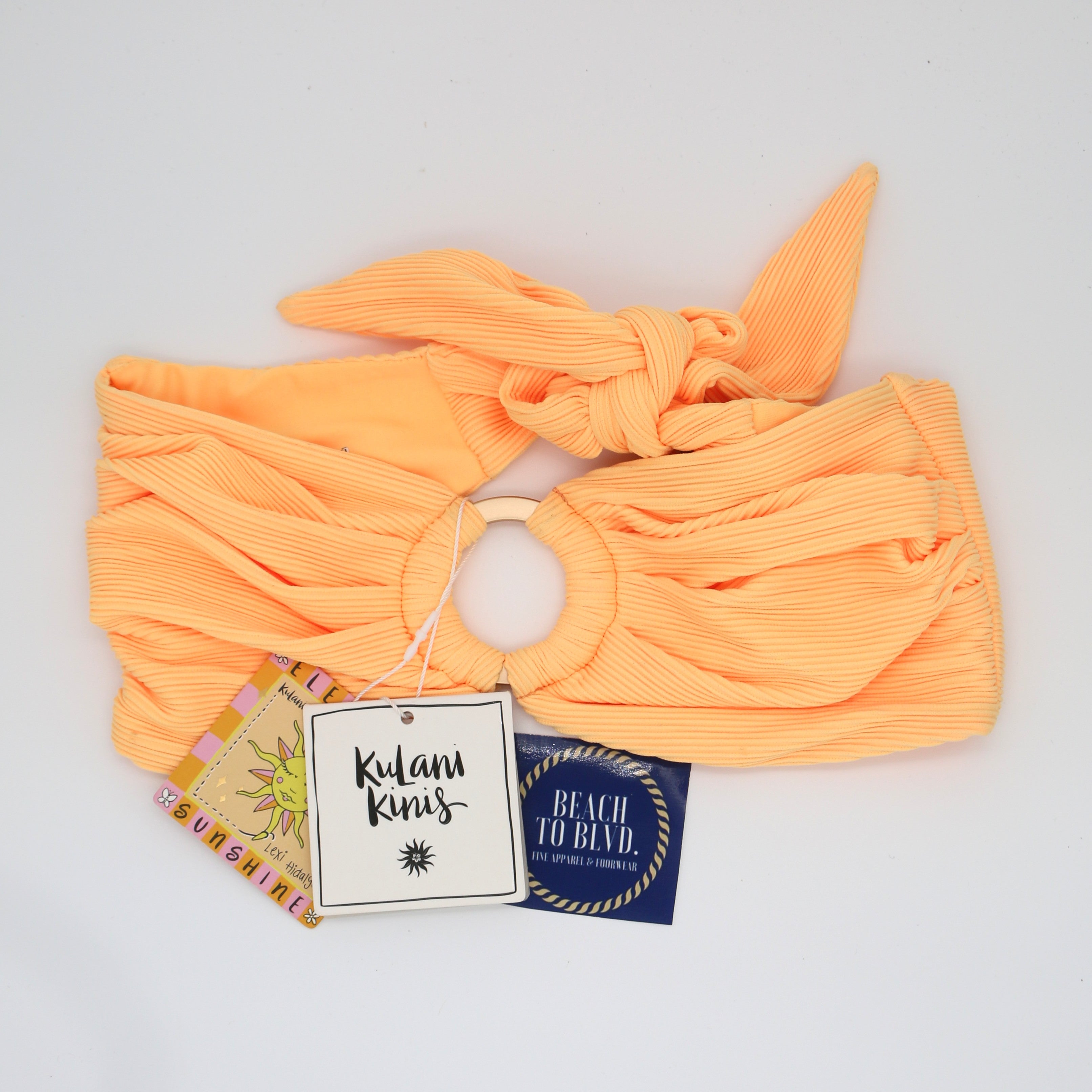 Kulani Kinis Strapless Bandeau Bikini Top - Mango Ribbed - BeachToBlvd