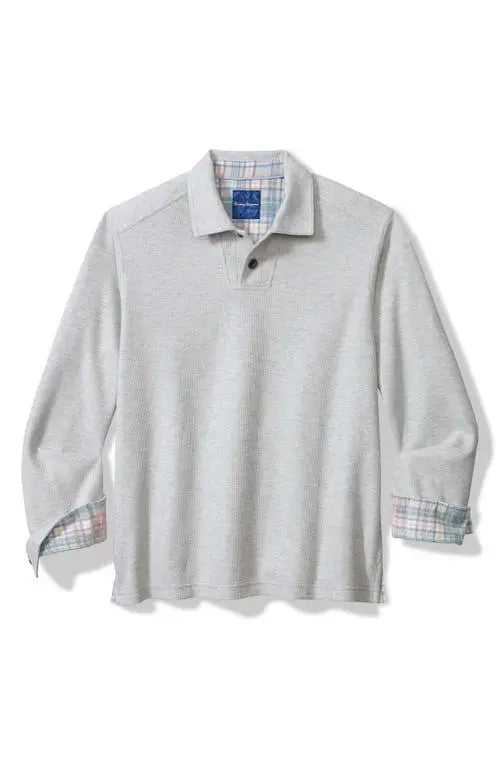Tommy Bahama Las Arias Long Sleeve Polo - LT Grey Heather - BeachToBlvd