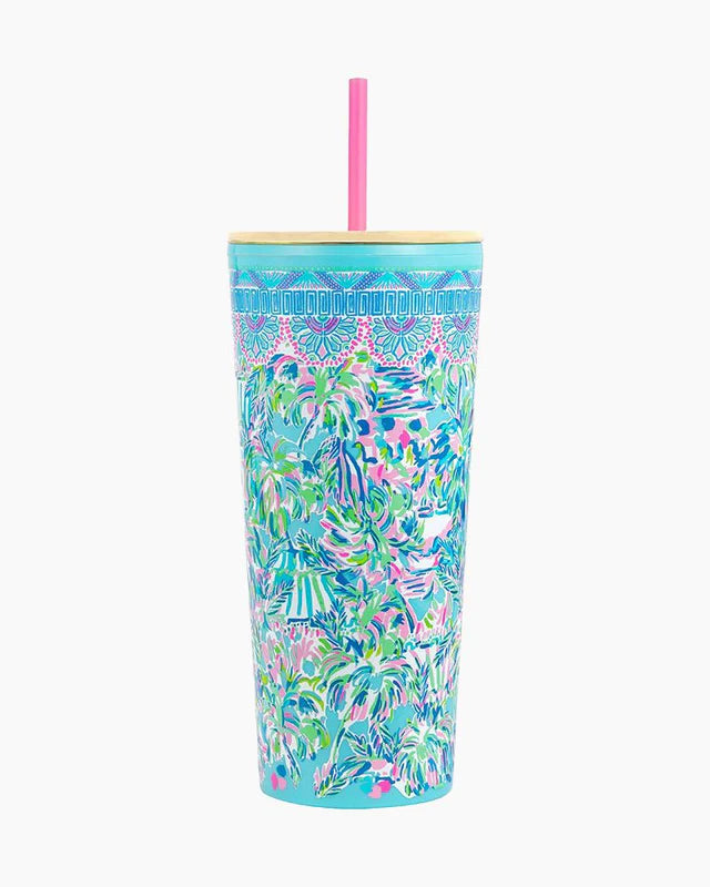 Lilly Pulitzer Tumbler with Straw 24 oz, Cabana Cocktail