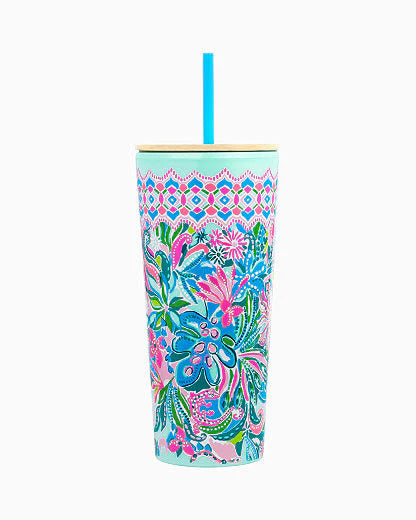 Lilly Pulitzer Tumbler with Straw 24 oz, Golden Hour