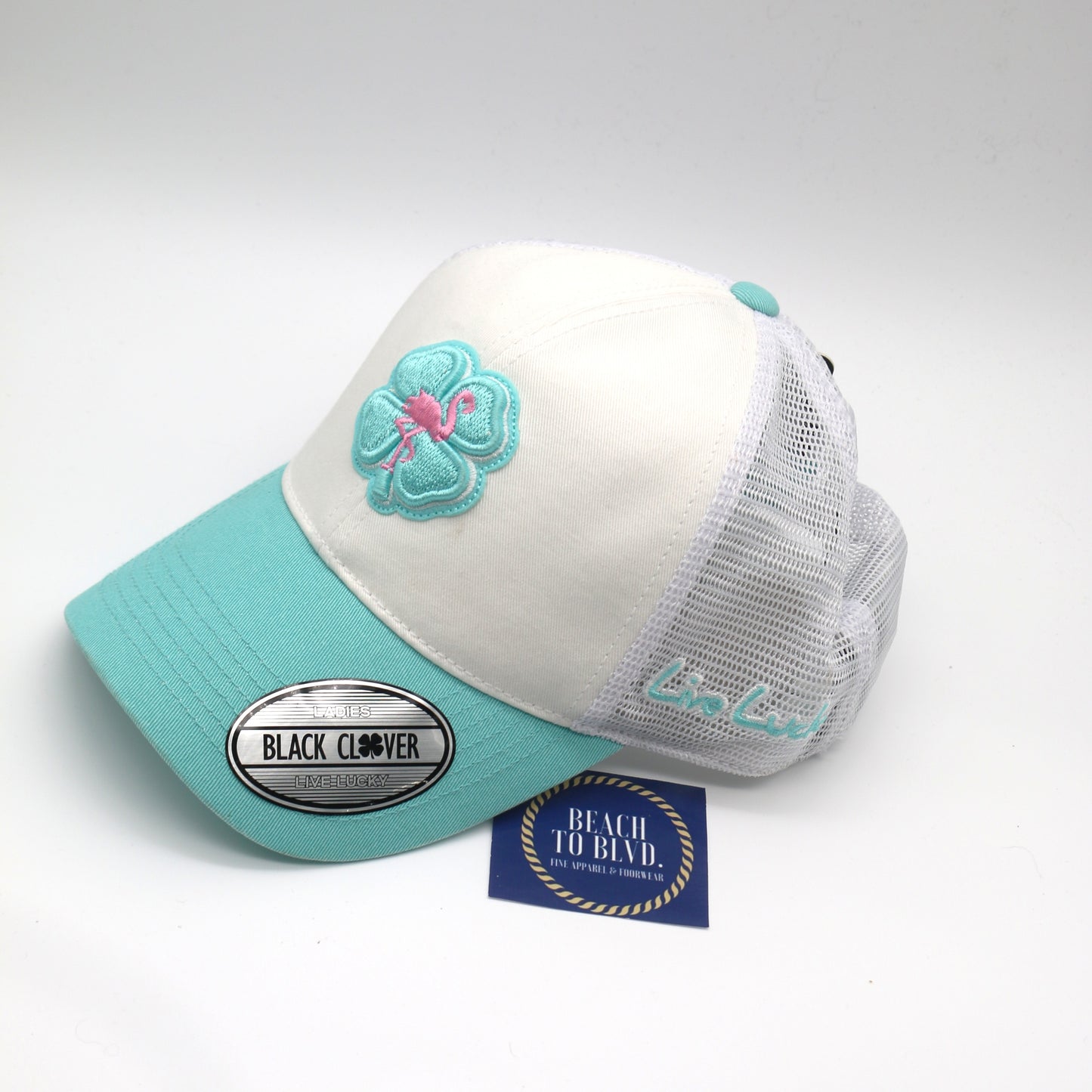 Black Clover Women's Pink Flamingo White and Teal Snapback Hat