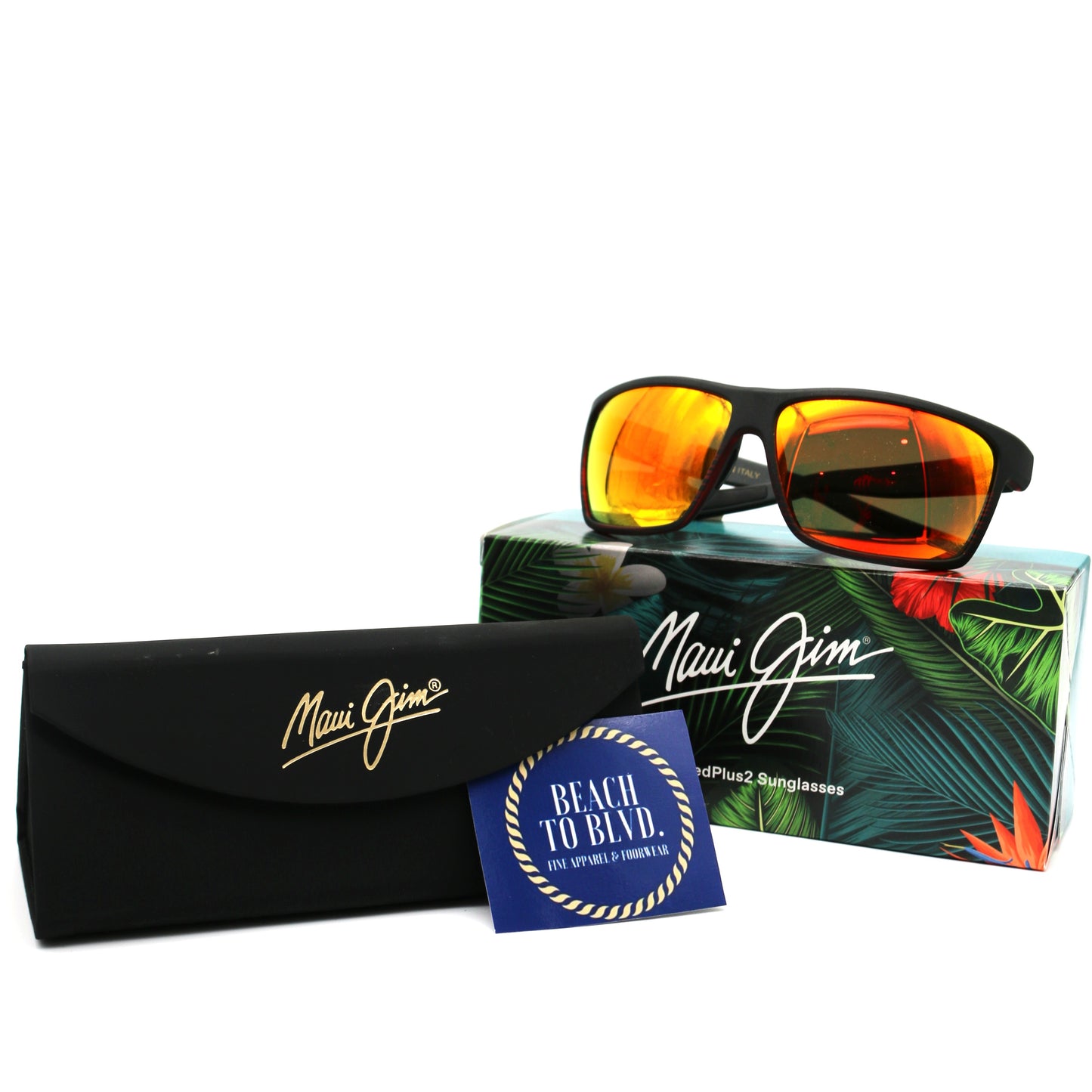Maui Jim Sunglasses Alenuihaha - Burgundy Stripe Frame w\ Hawaii Lava Lens