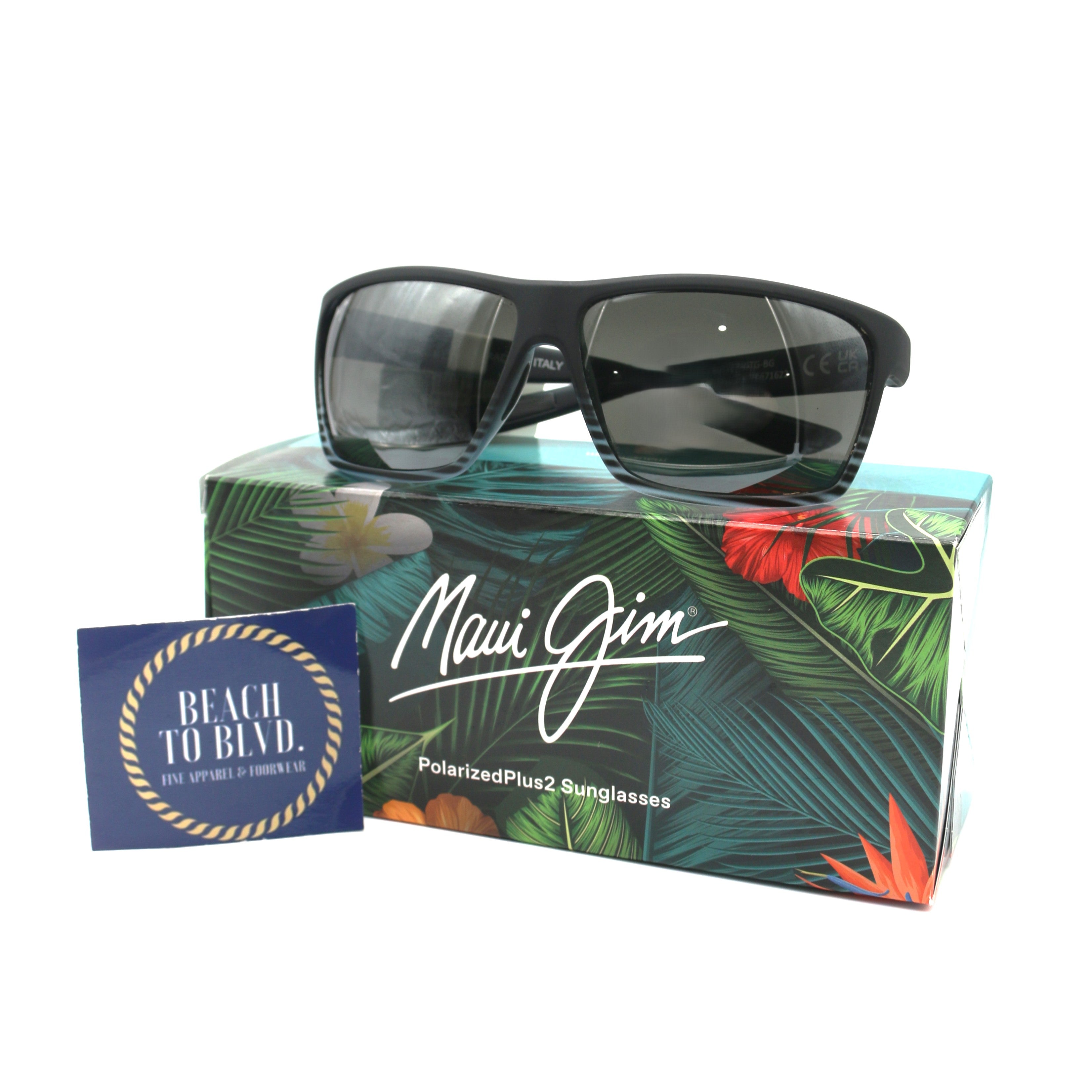 Maui Jim Alenuihaha Polarized Sunglasses - Grey Black Stripe Frame/Neutral Grey