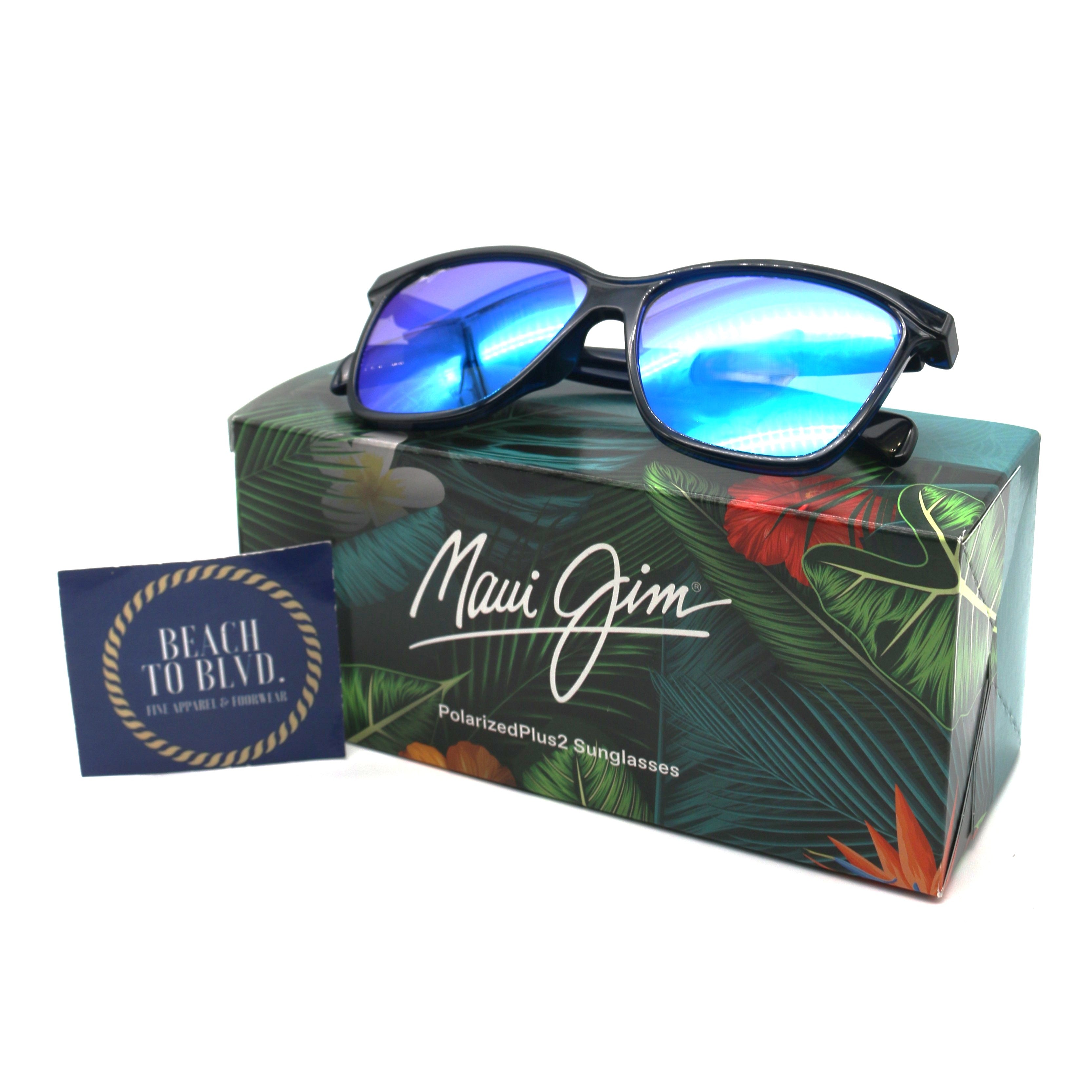 Maui Jim Sunglasses Hawaii Liquid Sunshine - Transparent Navy Frame w\ Blue Lens