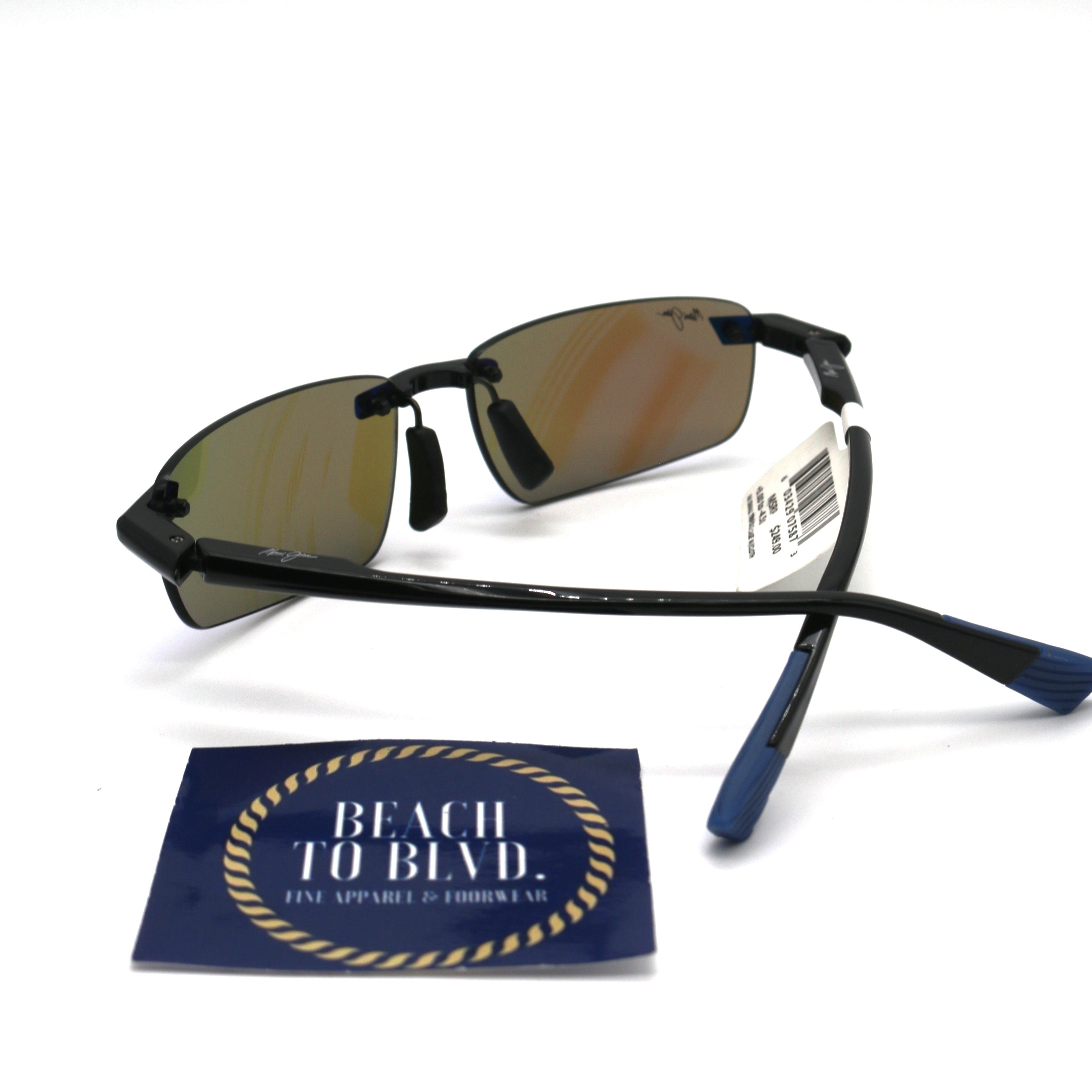Maui Jim 'Iilkou Polarized Sunglasses - Shiny Black/Blue Hawaii