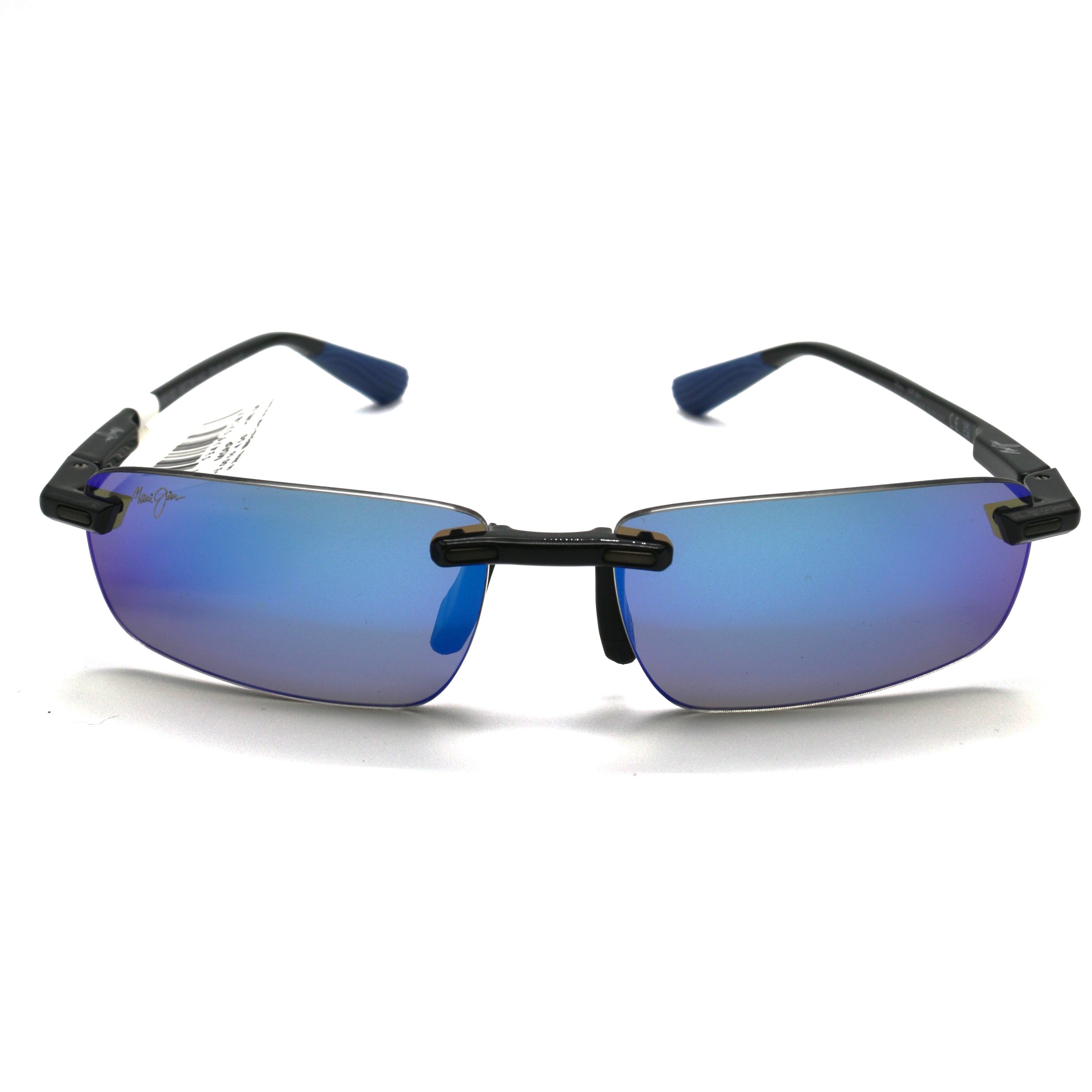 Maui Jim 'Iilkou Polarized Sunglasses - Shiny Black/Blue Hawaii