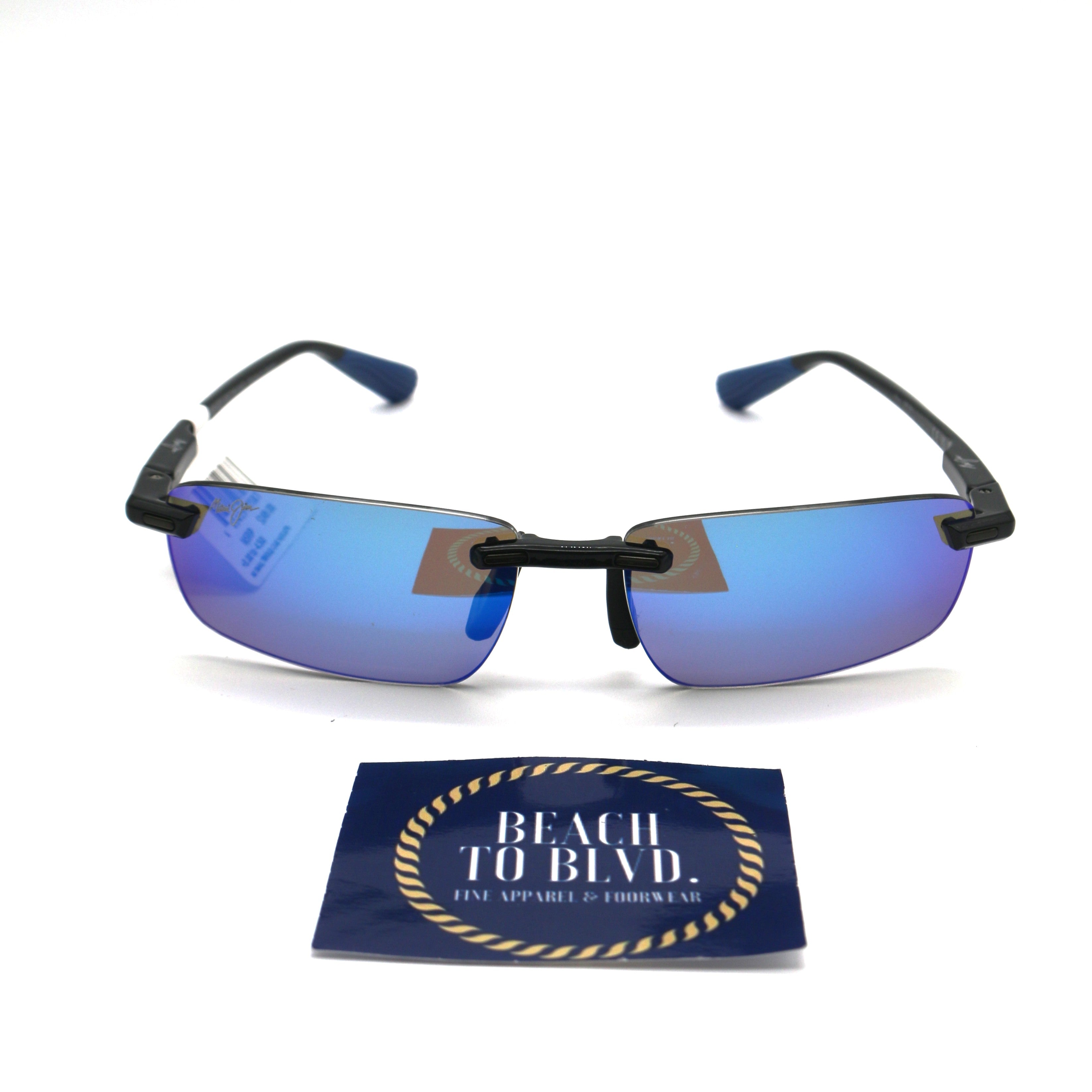 Maui Jim 'Iilkou Polarized Sunglasses - Shiny Black/Blue Hawaii