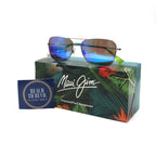 Maui Jim Na'auao Polarized Sunglasses -Shiny Silver with Blue & Green/Blue Hawaii