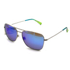 Maui Jim Na'auao Polarized Sunglasses -Shiny Silver with Blue & Green/Blue Hawaii