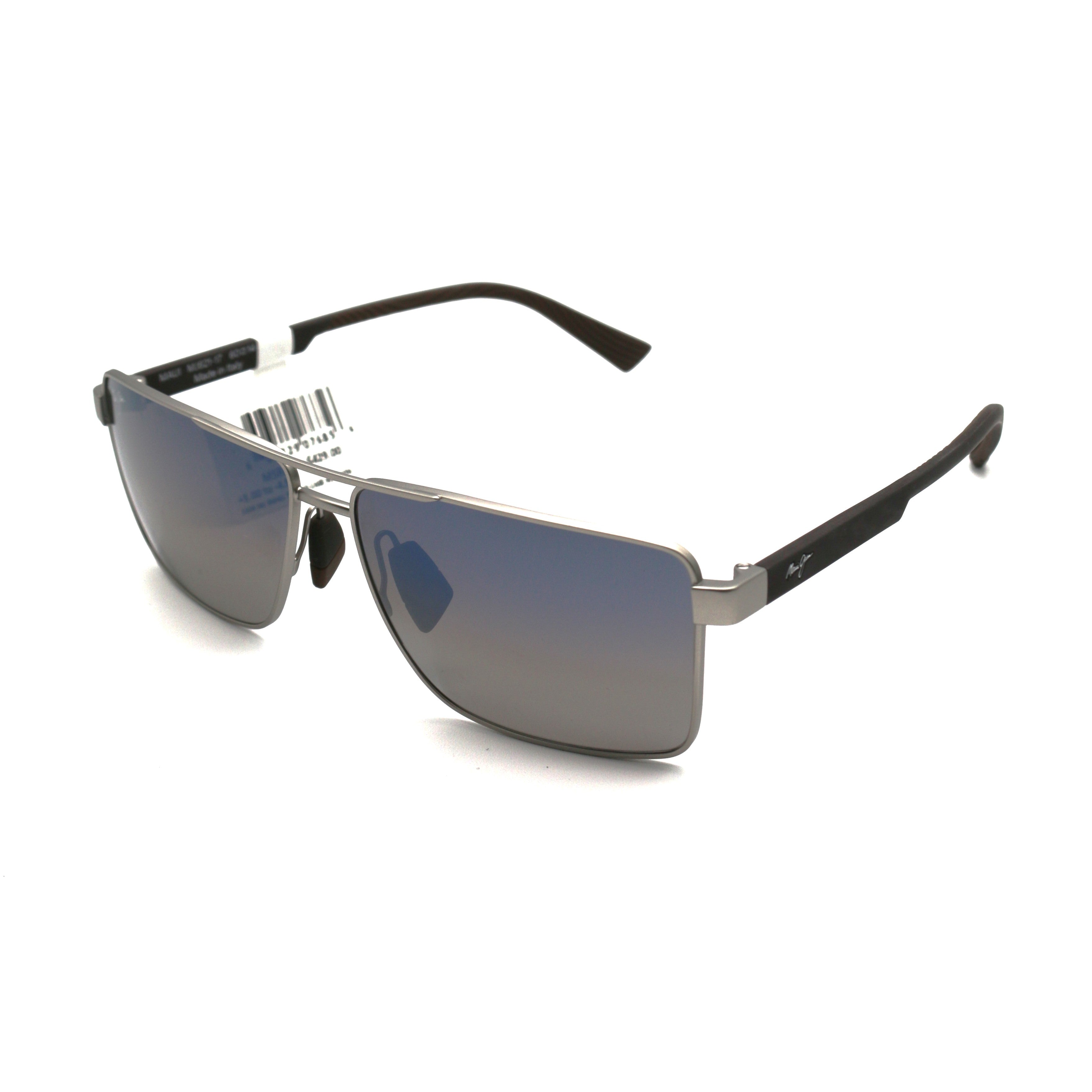 Maui Jim Piha Polarized Sunglasses - Matte Silver/Dual Mirror Blue to Silver