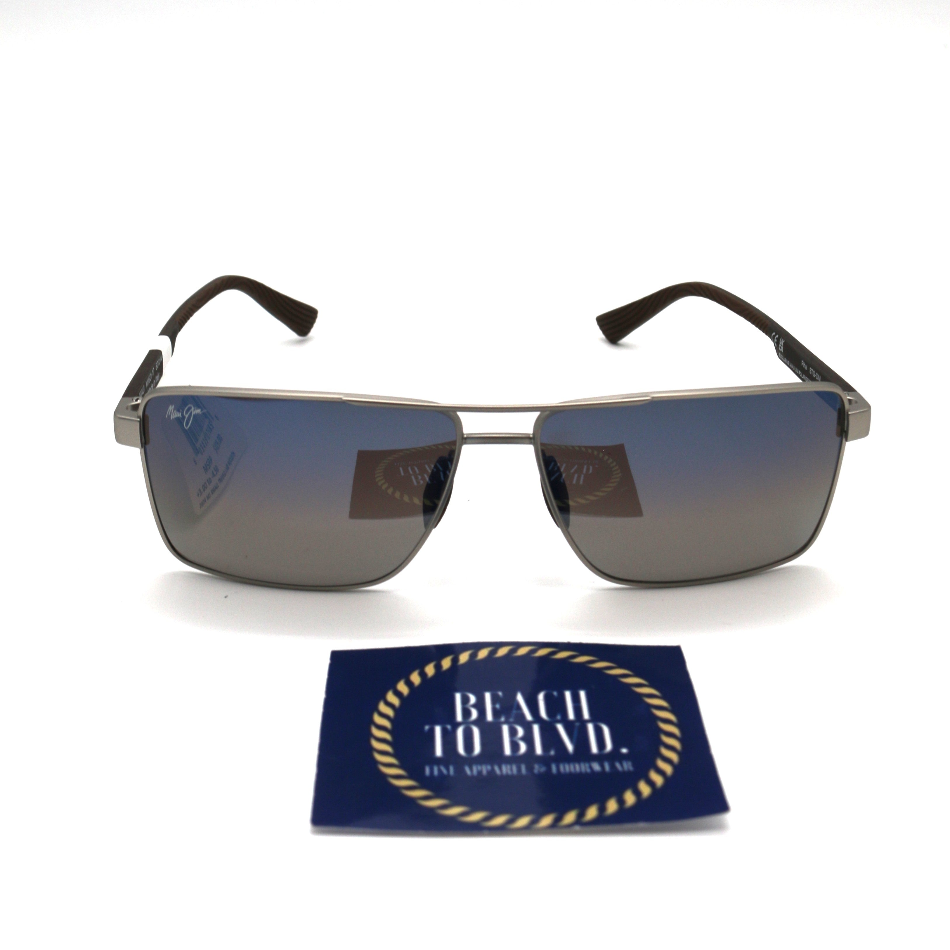 Maui Jim Piha Polarized Sunglasses - Matte Silver/Dual Mirror Blue to Silver