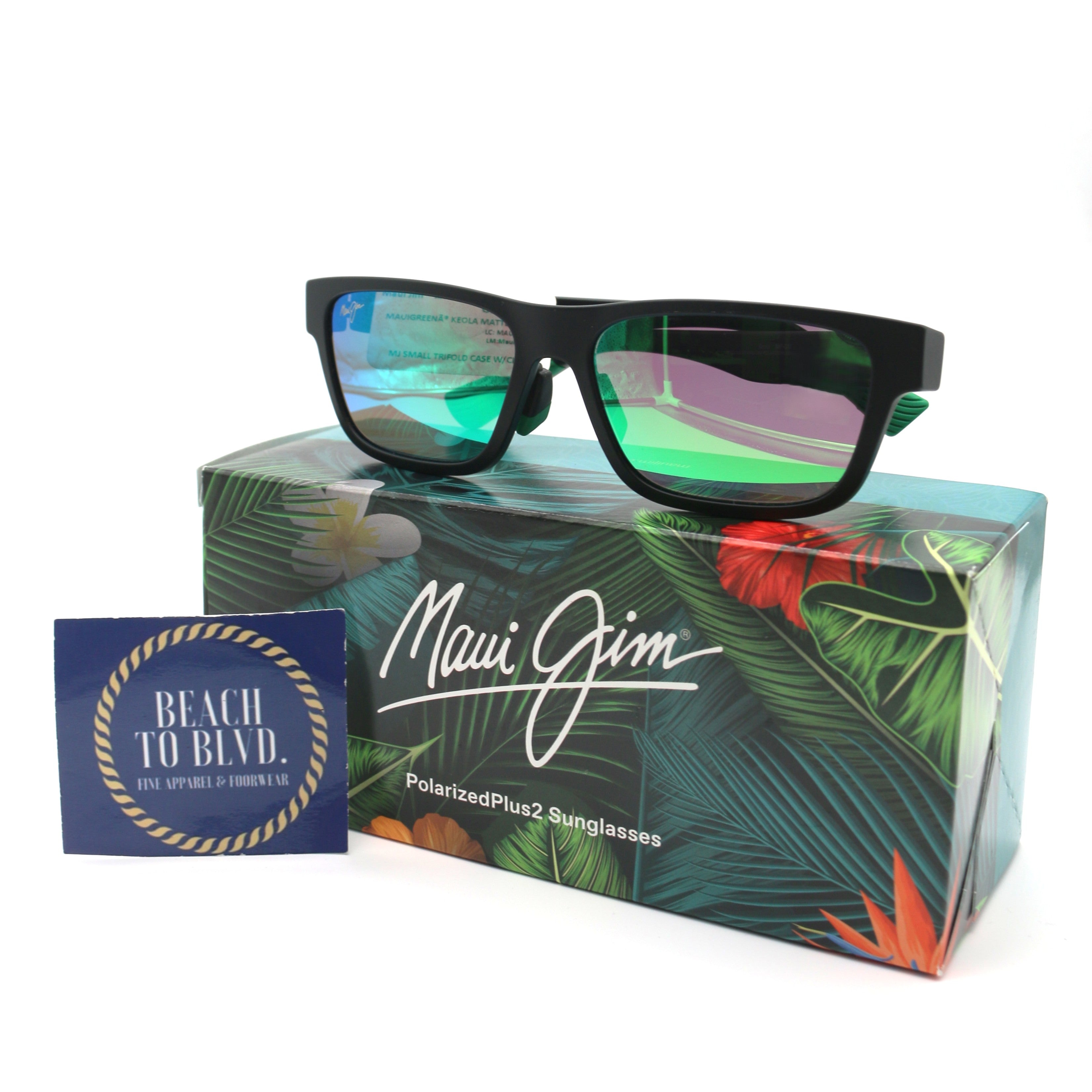 Maui Jim Keola Polarized Sunglasses - Matte Black/Maui Green