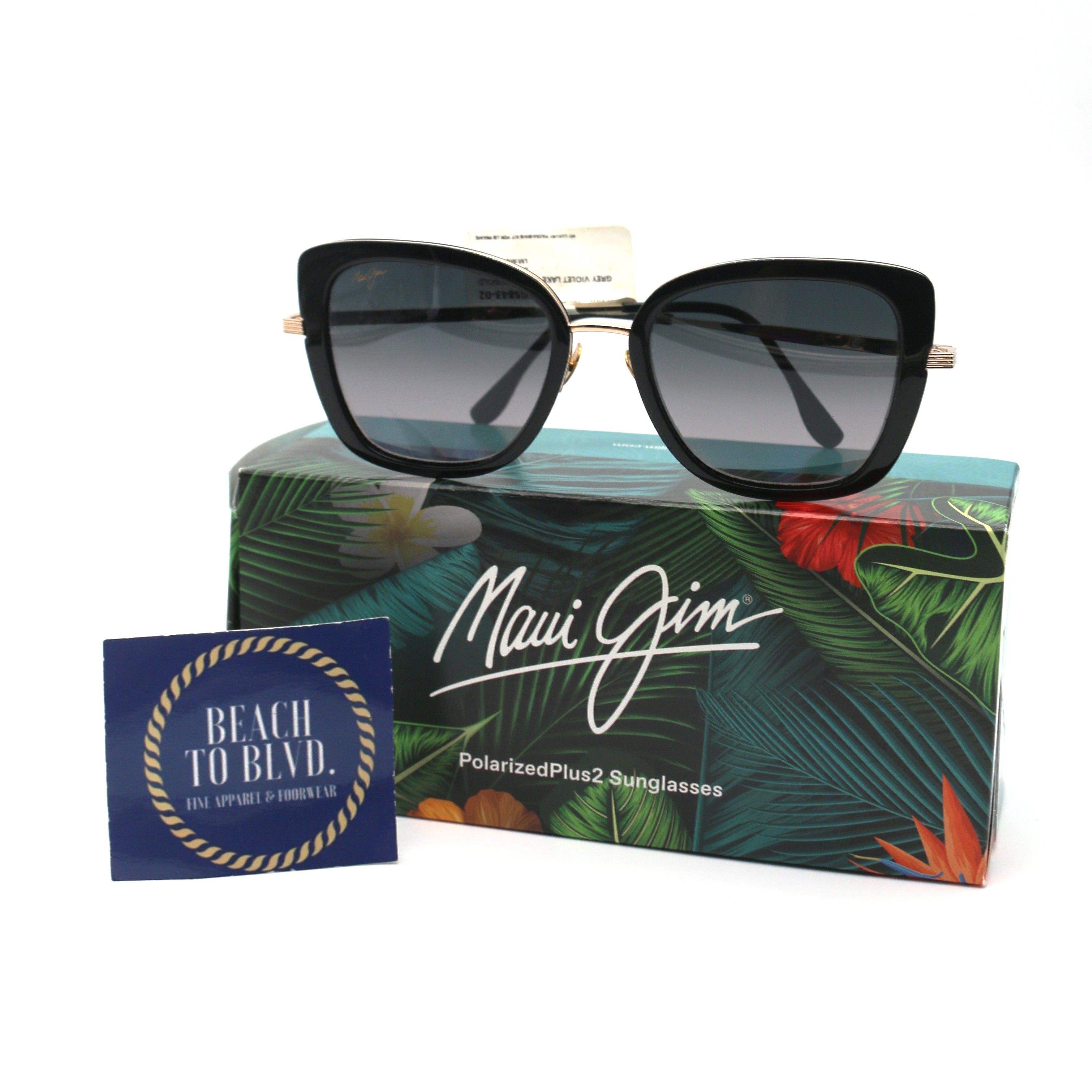 Maui Jim Violet Lake Polarized Sunglasses - Black With Gold / Neutral Grey Lens