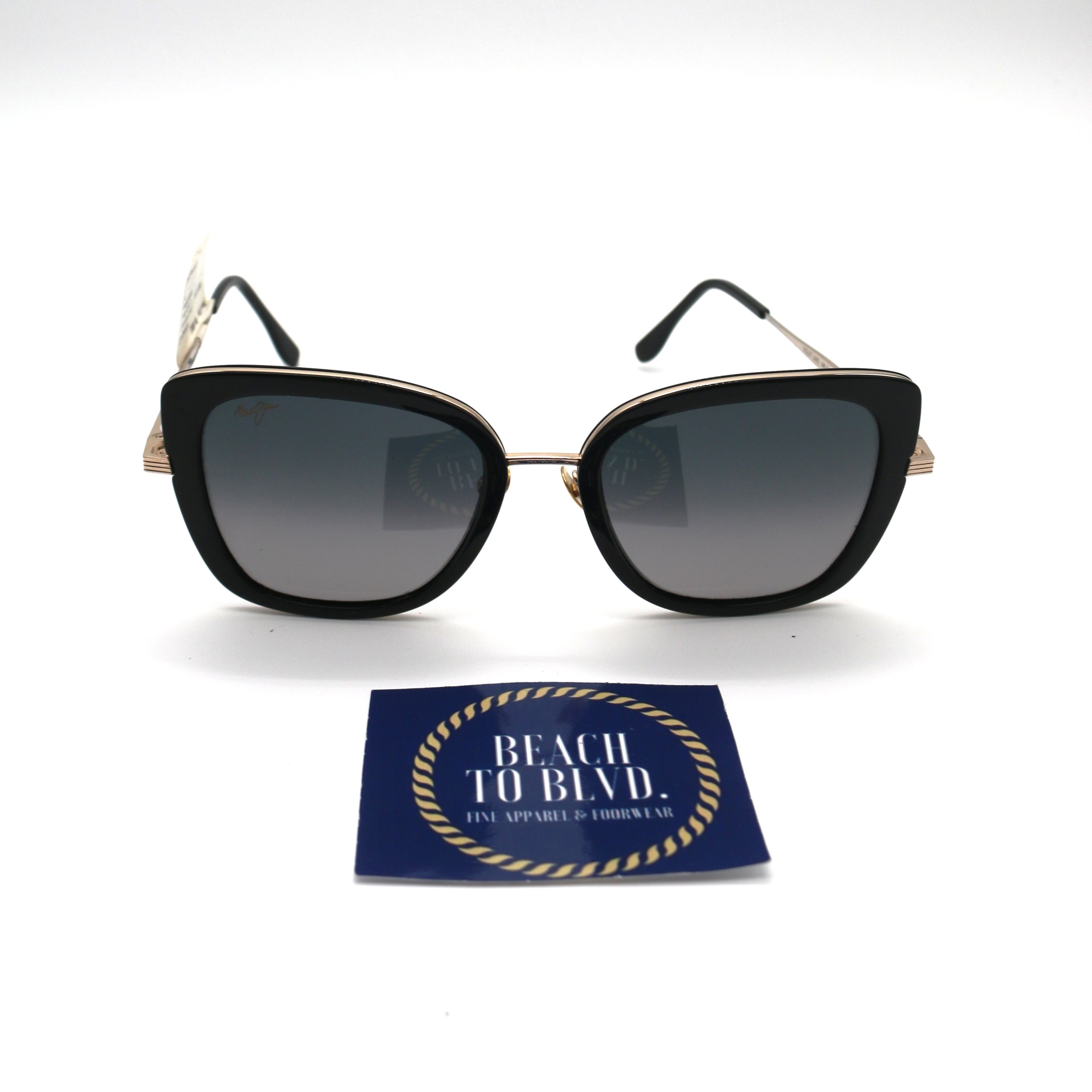 Maui Jim Violet Lake Polarized Sunglasses - Black With Gold / Neutral Grey Lens