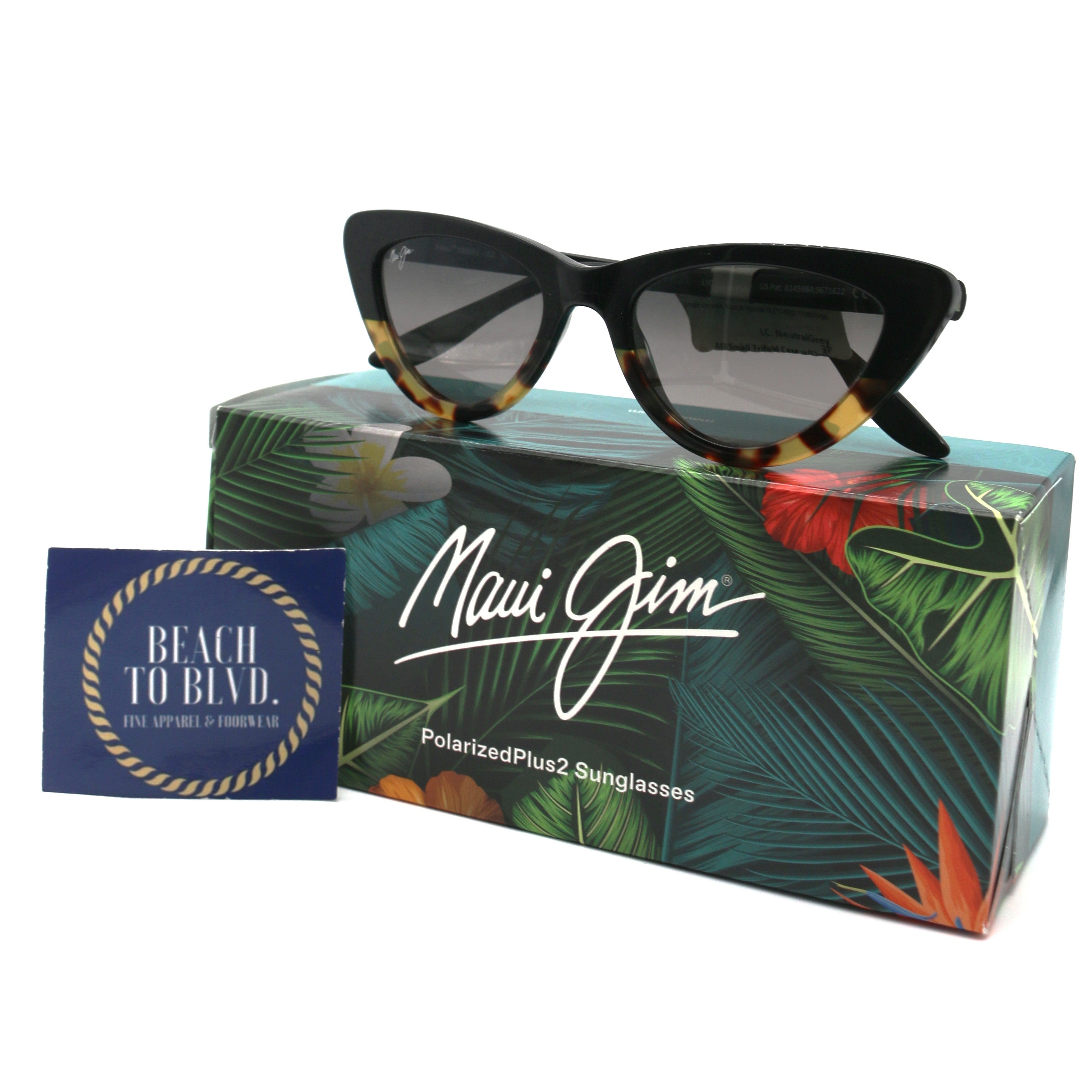 Maui Jim Lychee Polarized Sunglasses - Black Gloss w/ Tokyo Tortoise /Neutral Grey