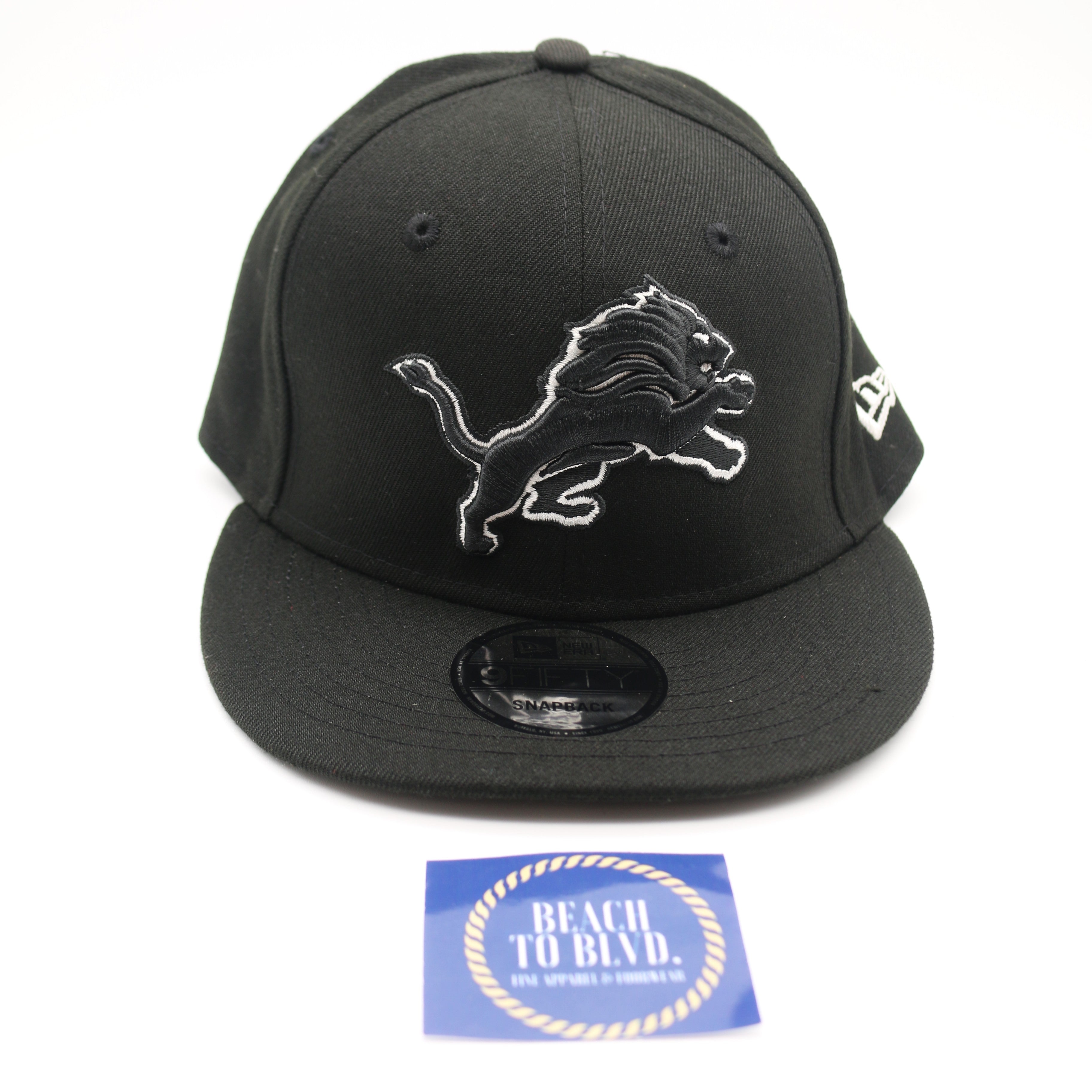 New Era Detroit Lions Black and White 9FIFTY 950 Snapback Hat